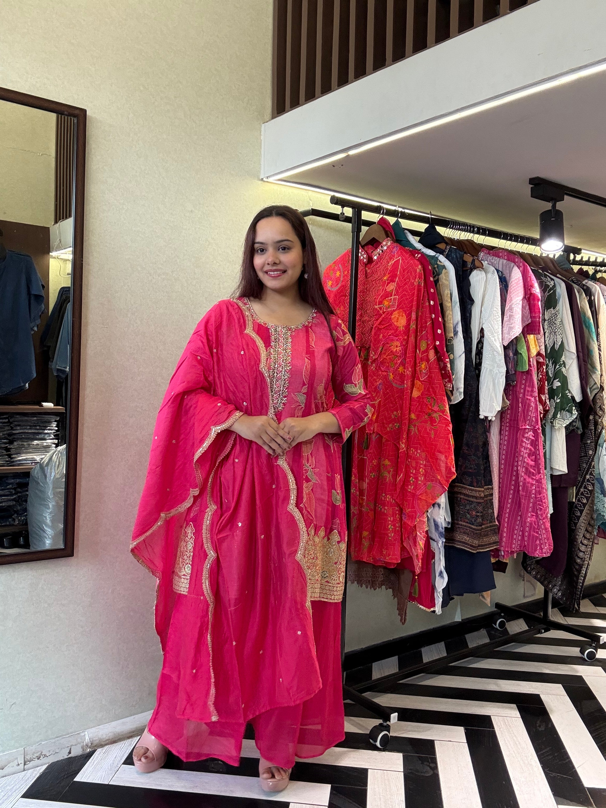 Pure Crepe 3 Piece with Hand work