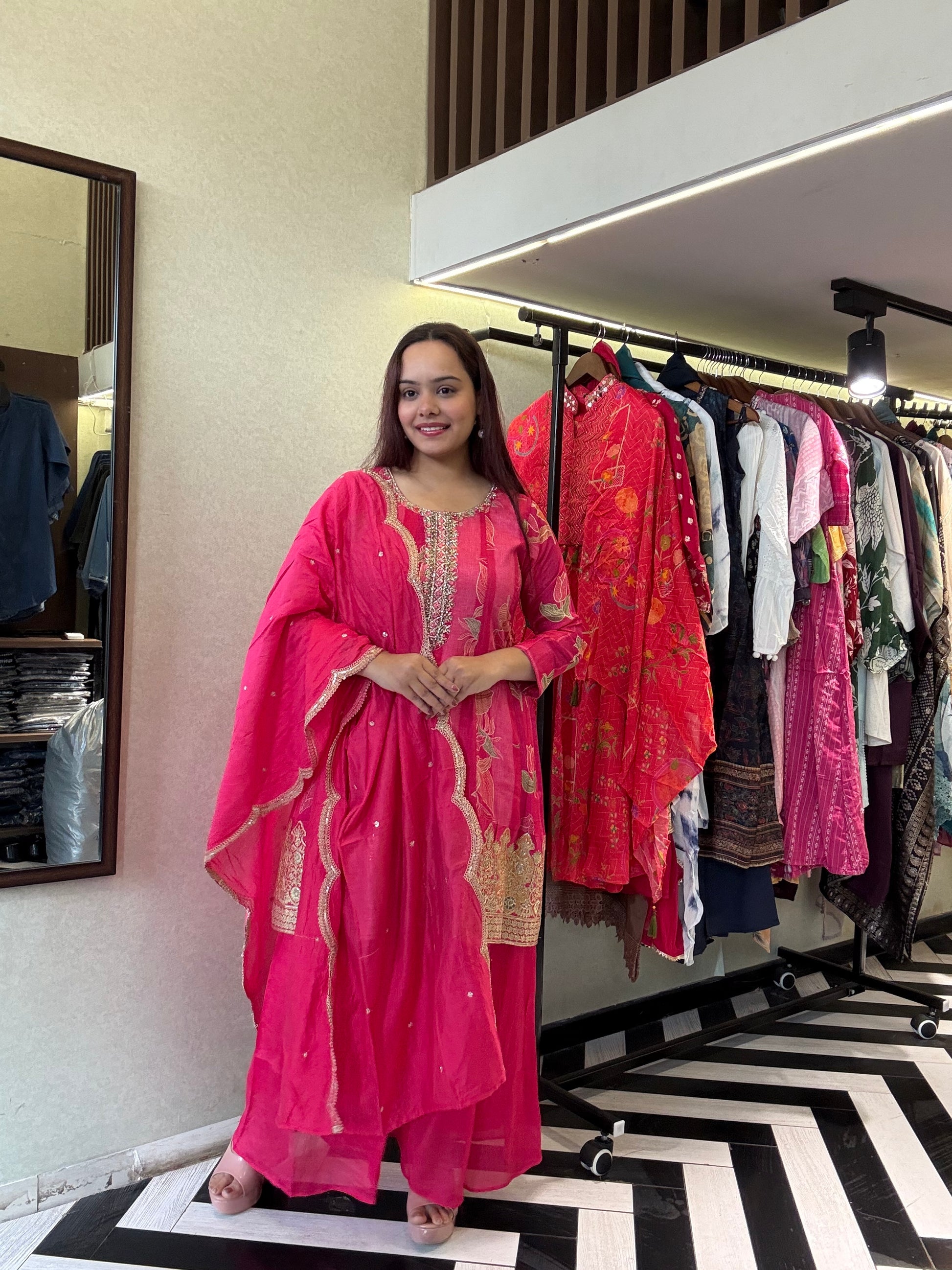 Pure Crepe 3 Piece with Hand work