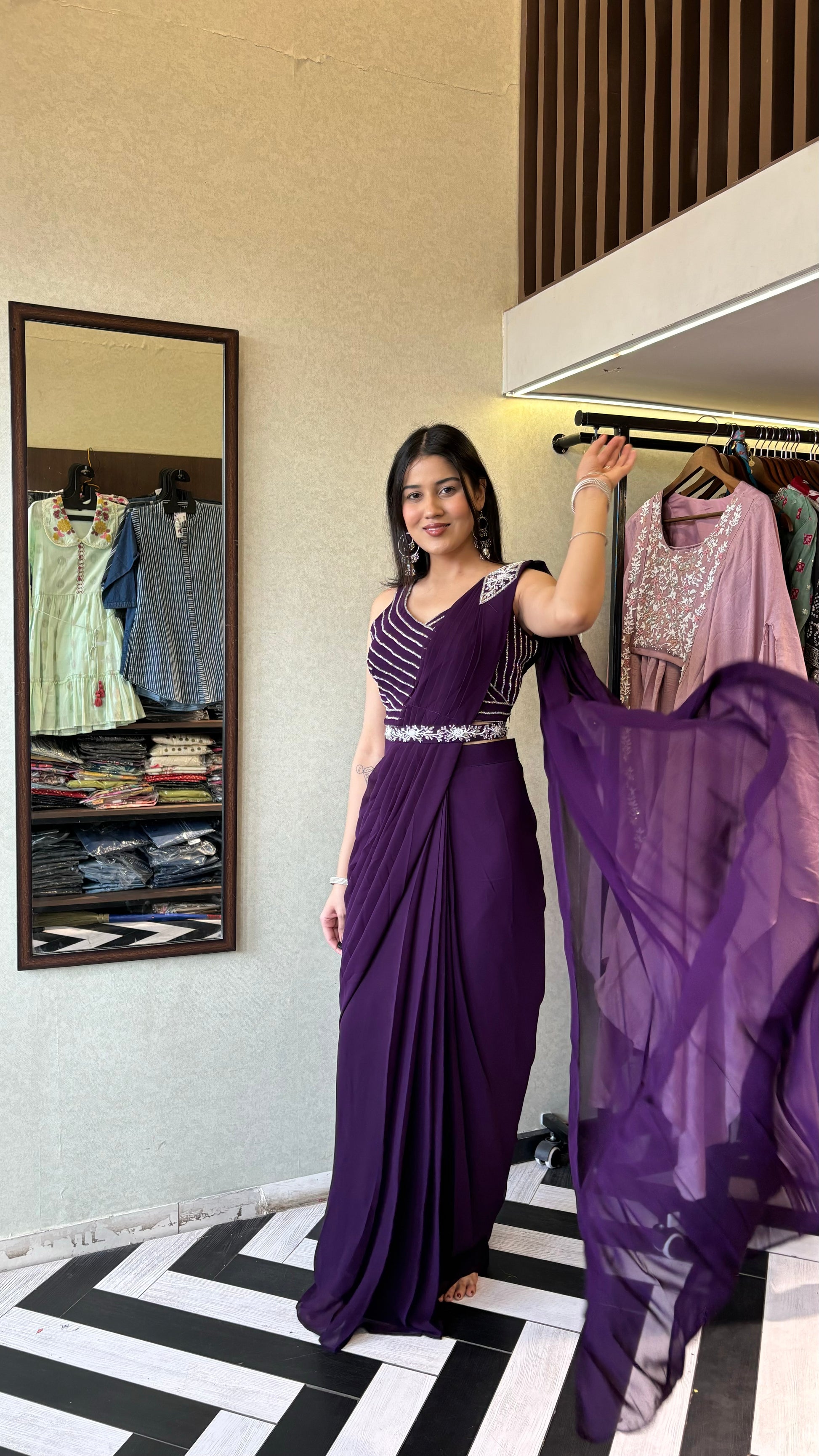 Pure Georgette Saree Style Indo western