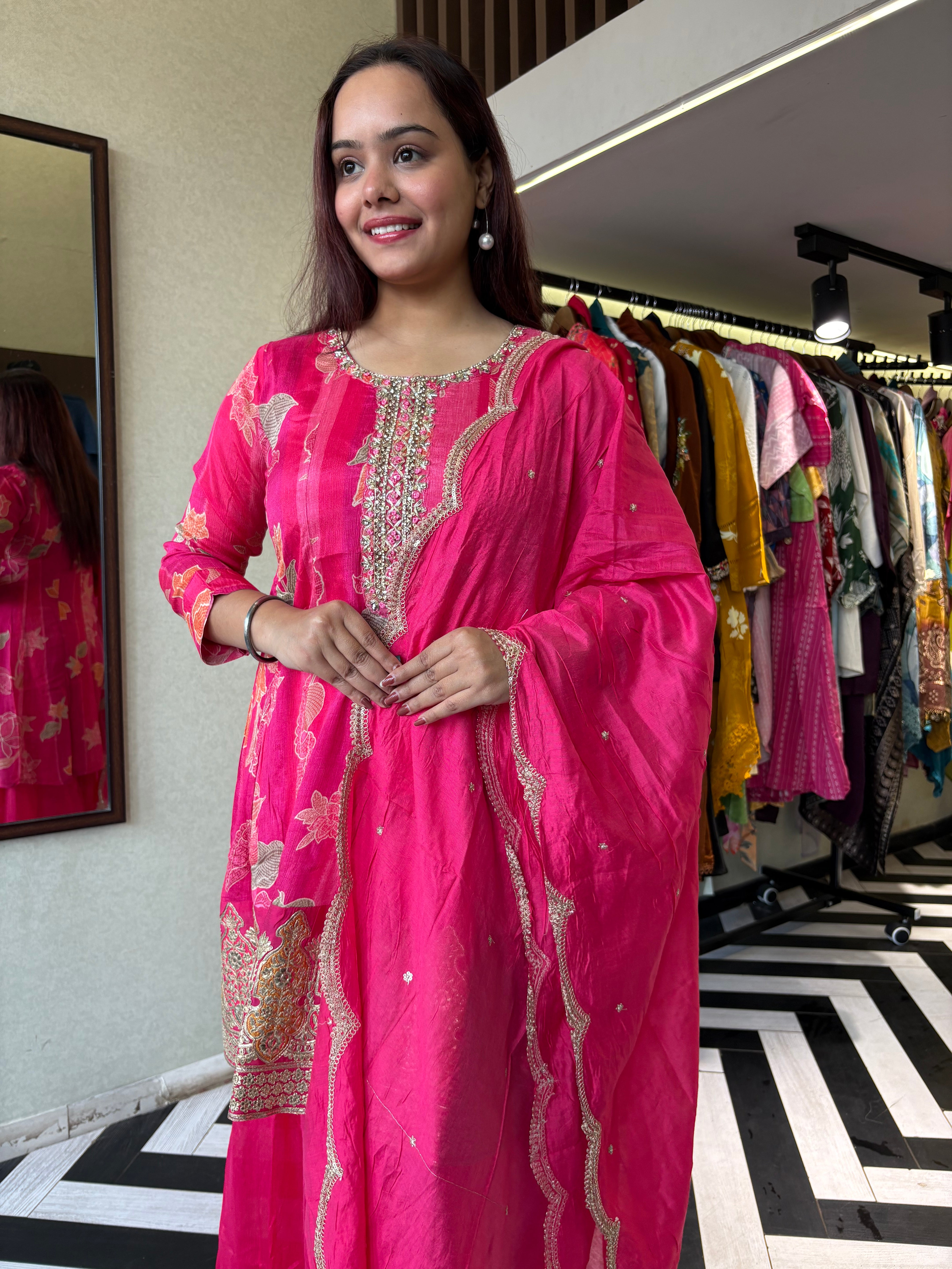 Pure Crepe 3 Piece with Hand work