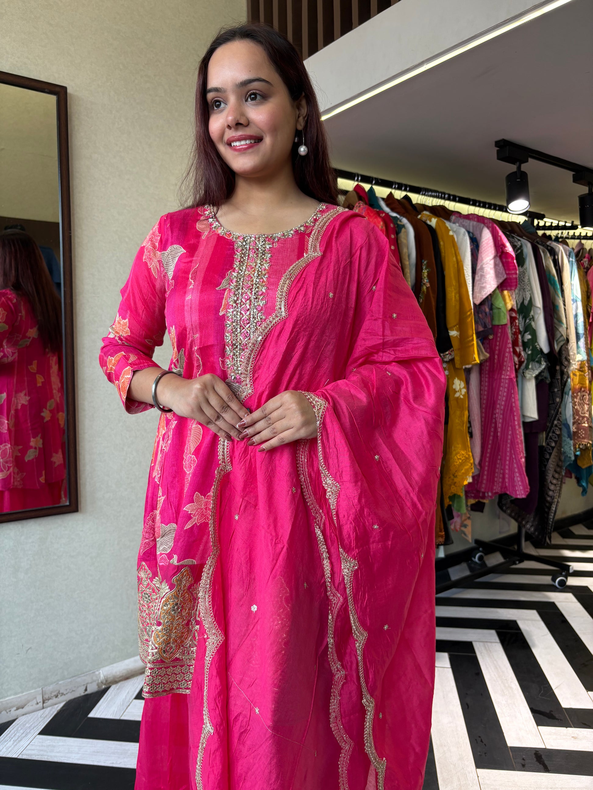 Pure Crepe 3 Piece with Hand work