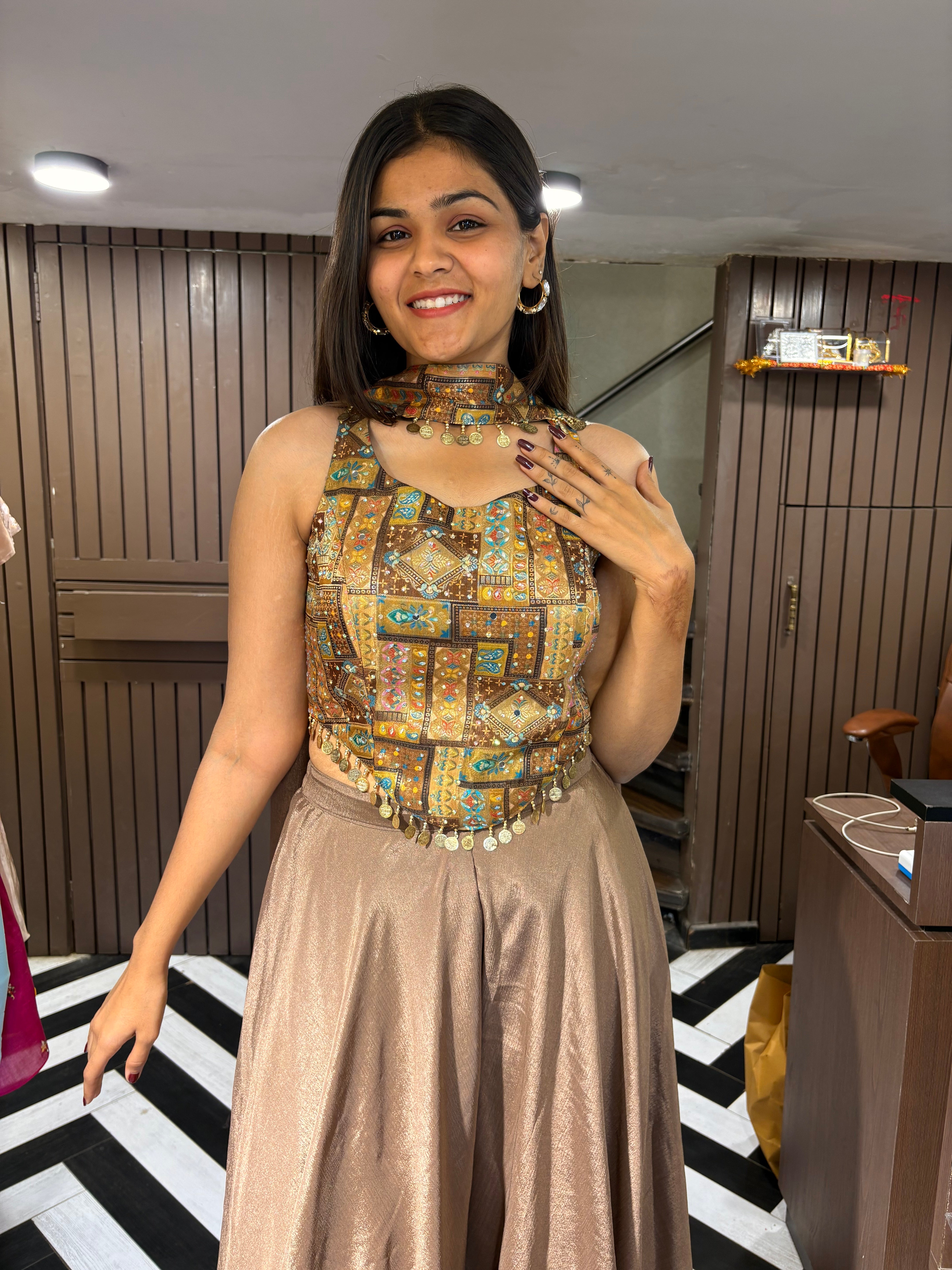 Pure Georgette Indo western 3 Piece