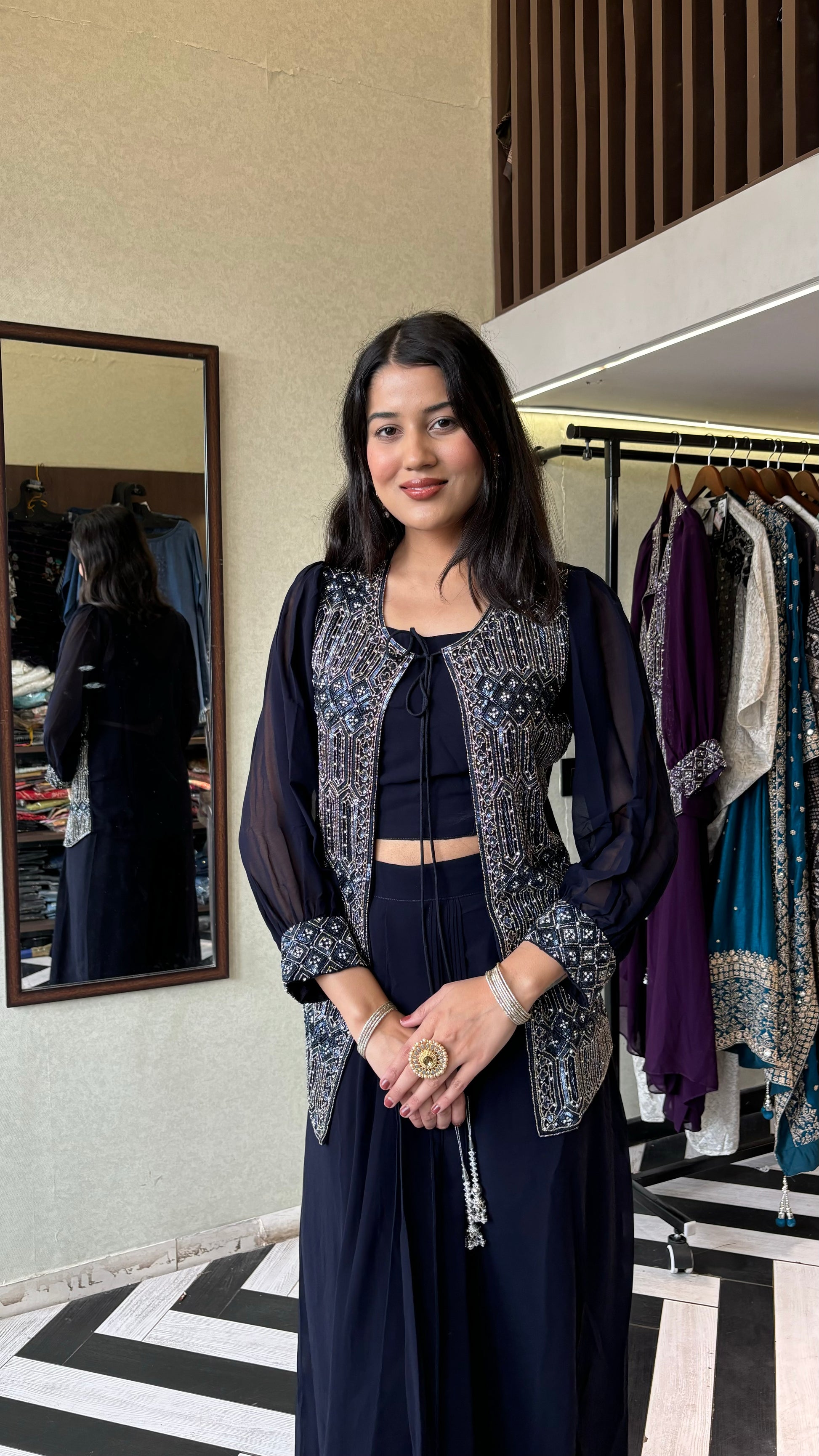 Pure Georgette Indo western 3 Piece