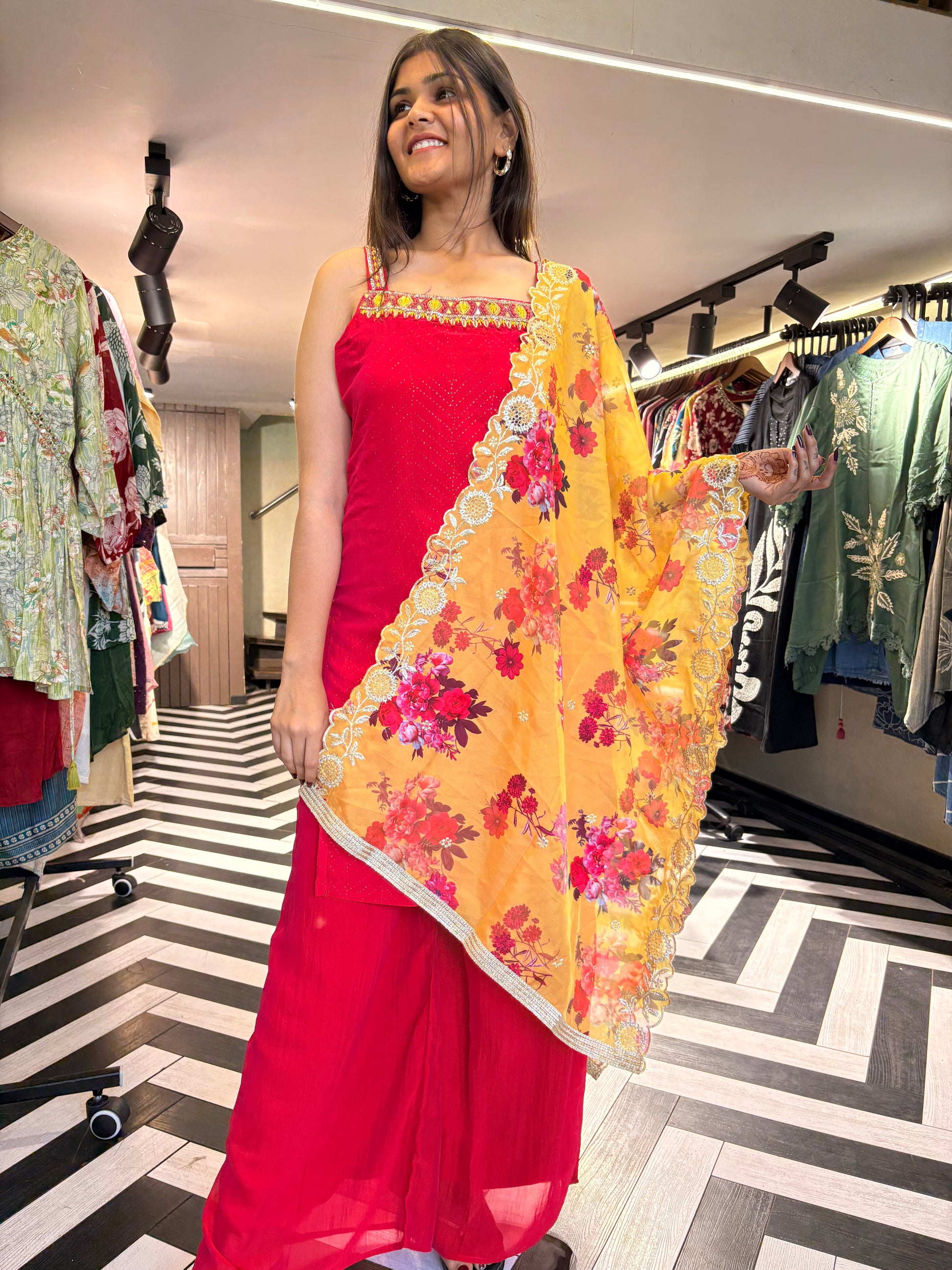 Pure Crepe 3 Piece Kurti Set