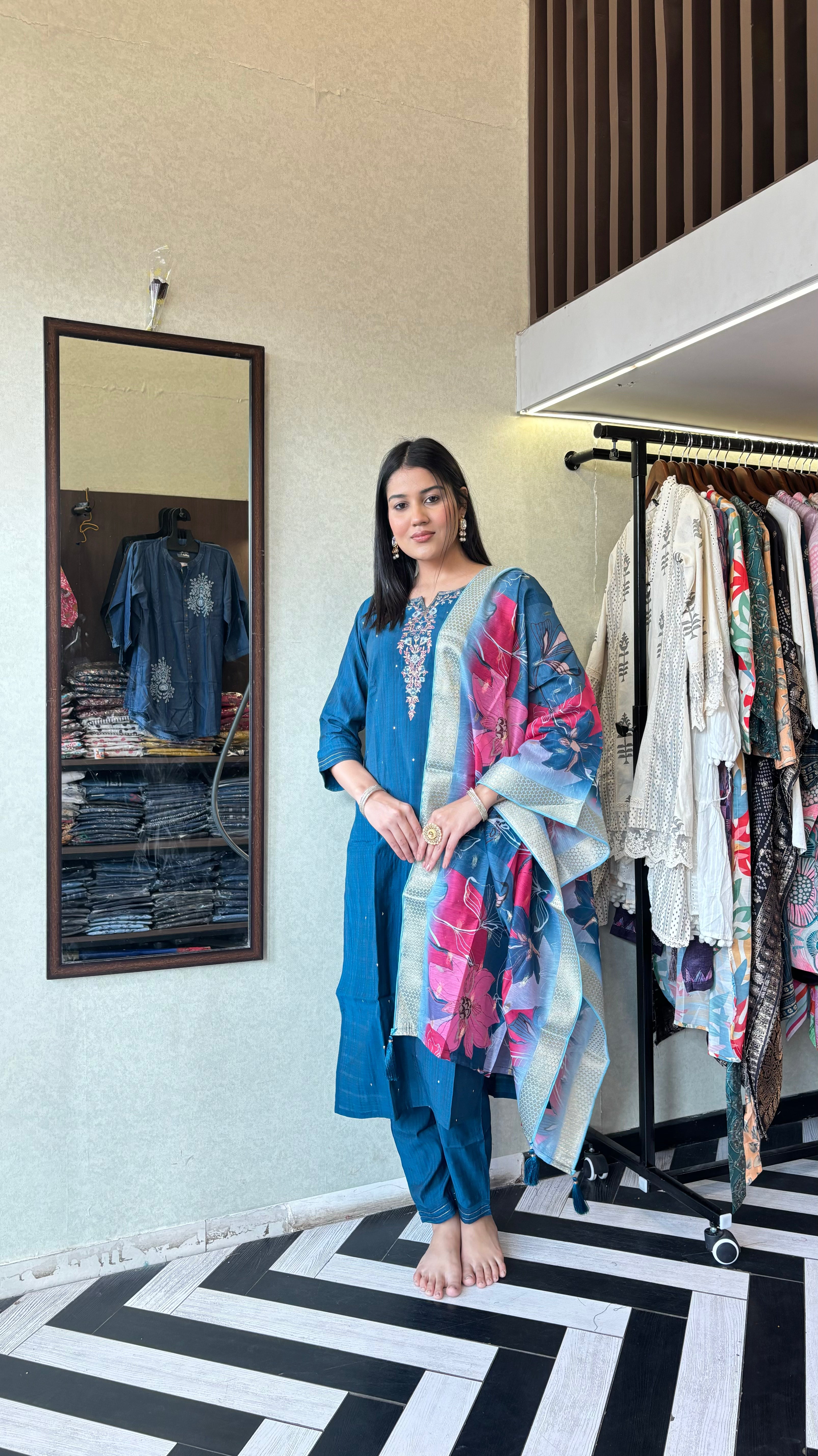 Image of Pure Silk 3 Piece with Hand work