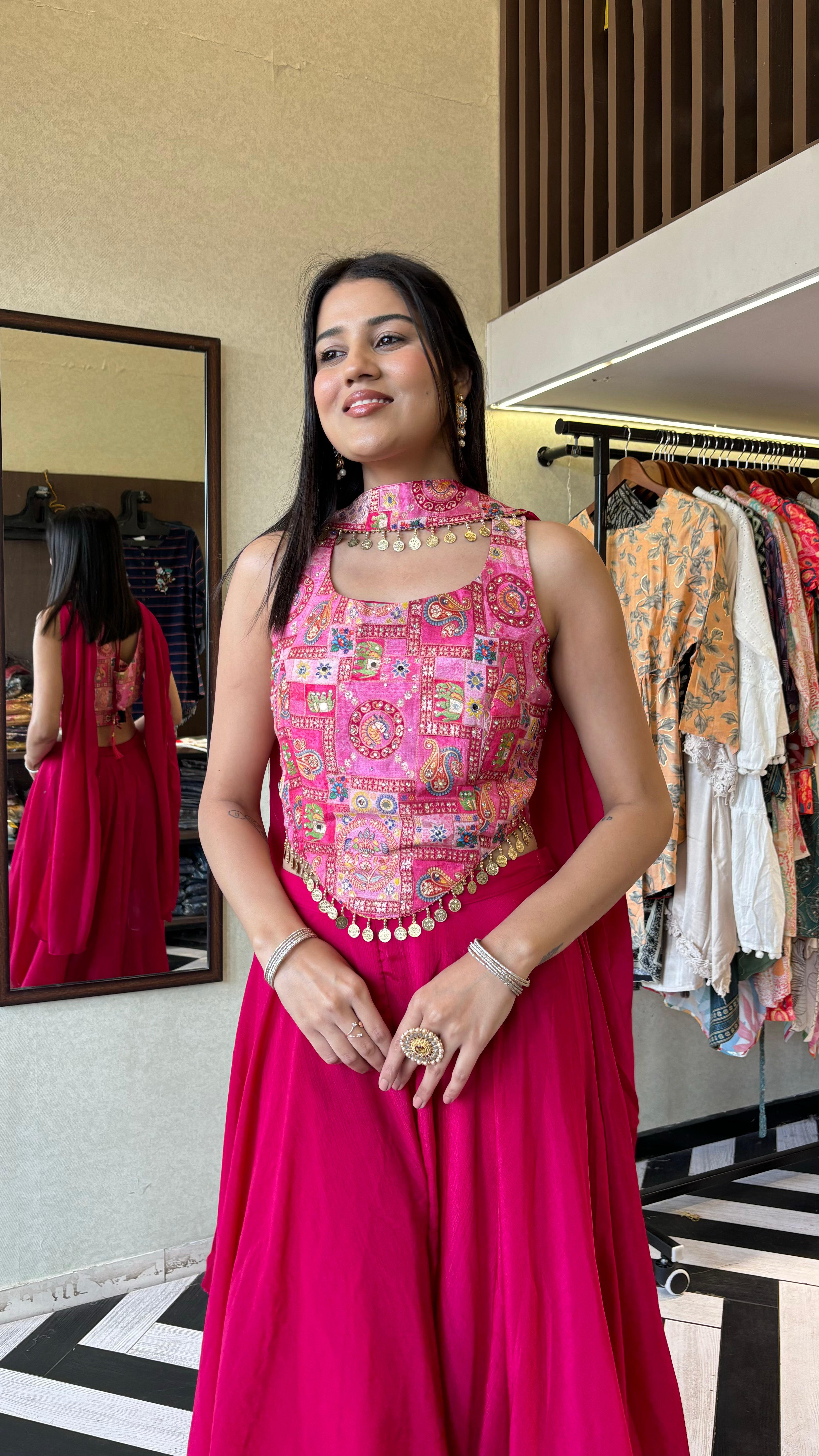 Image of Pure Georgette Indo Western Piece with Hand work