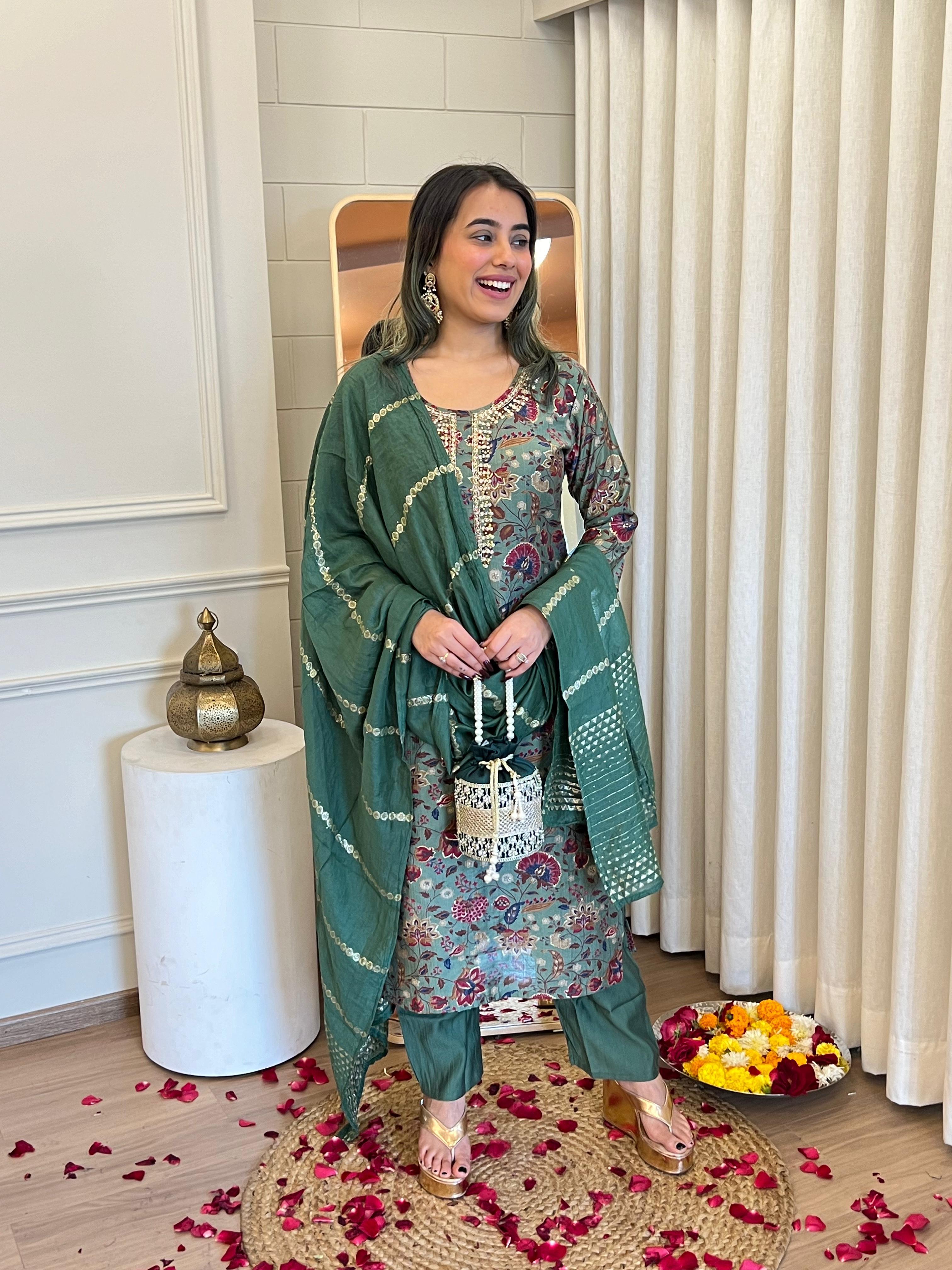 Image of Pure Silk 3 Piece with Hand work