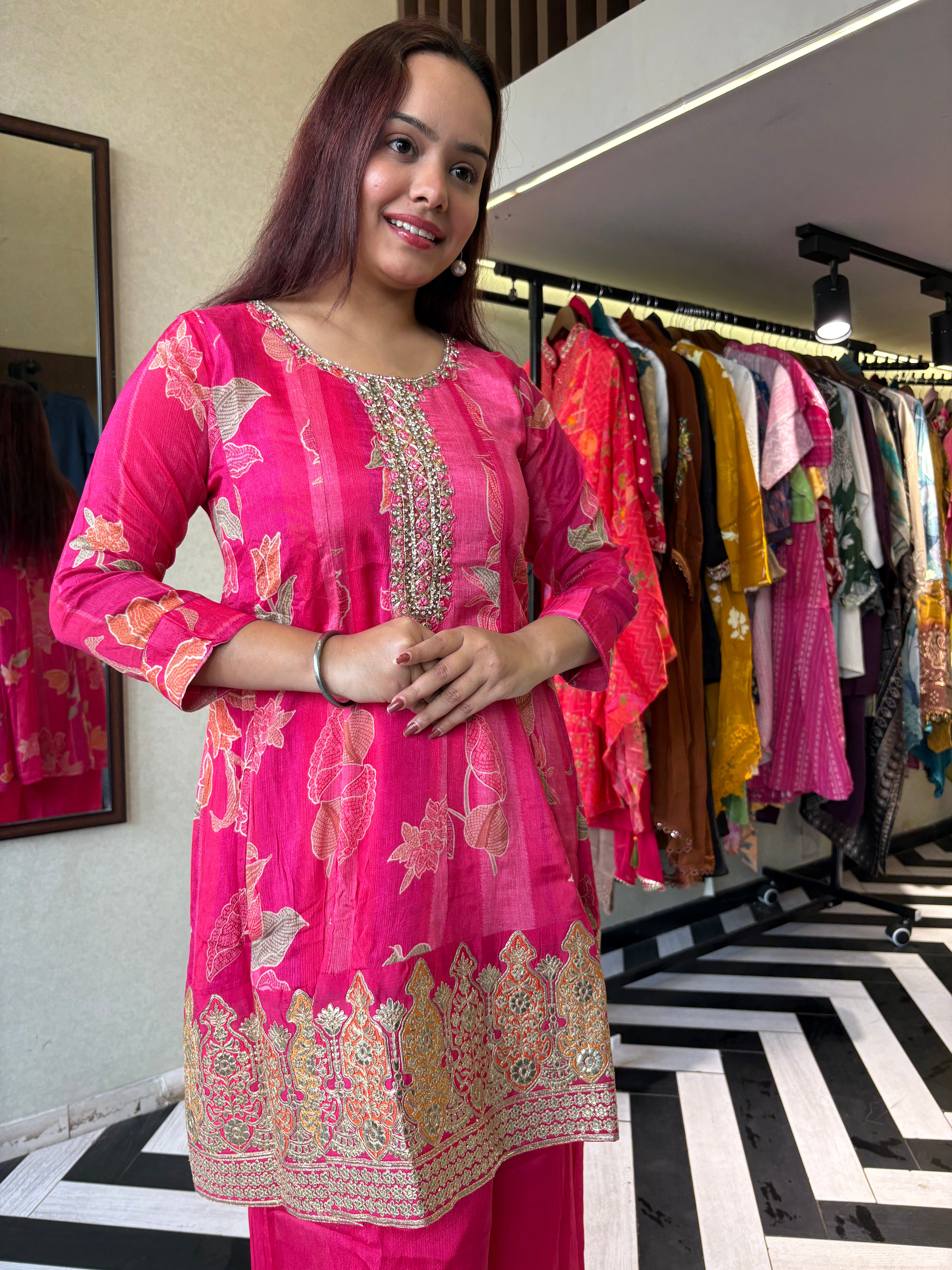 Pure Crepe 3 Piece with Hand work