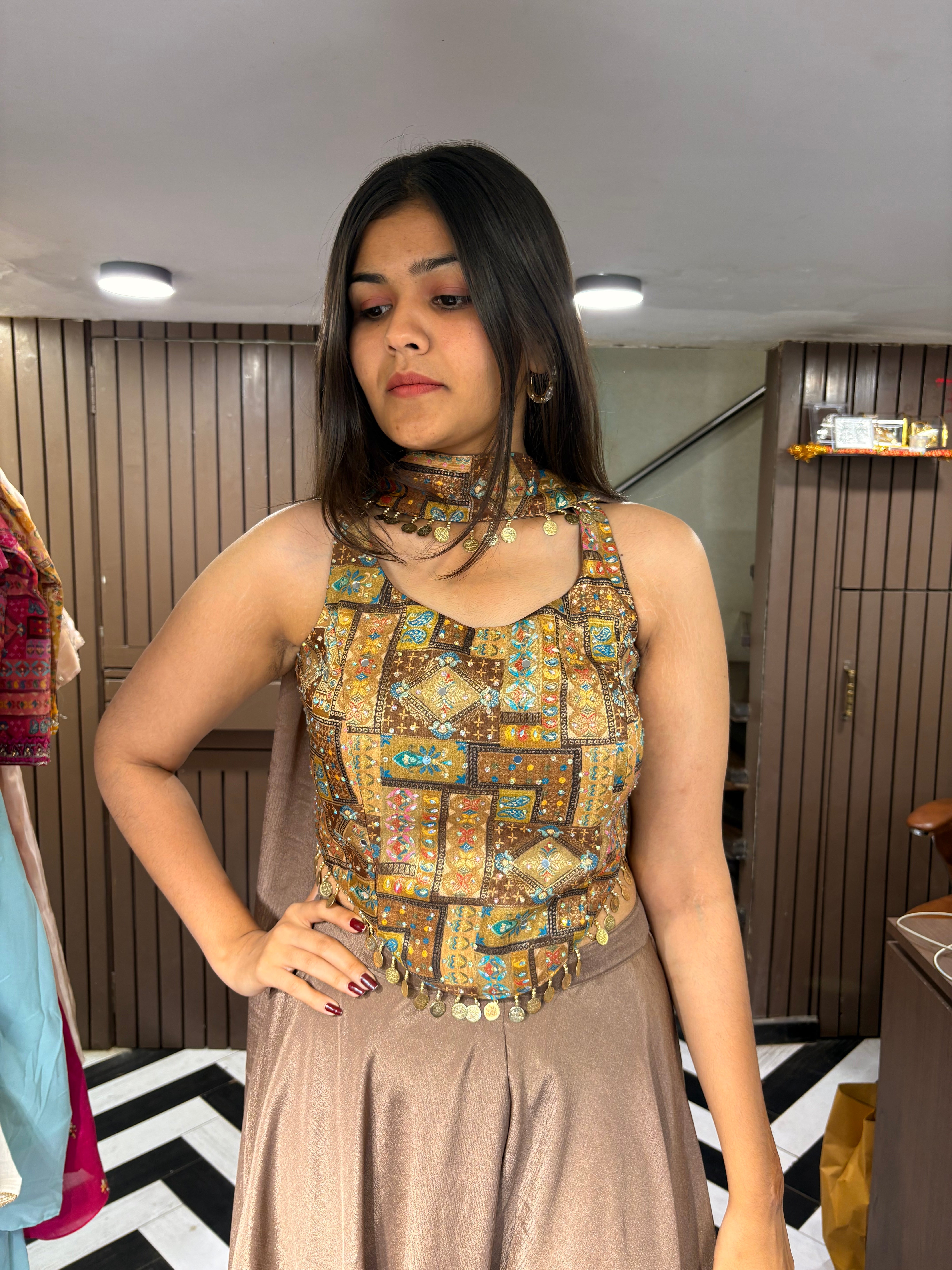 Image of Pure Georgette Indo western 3 Piece