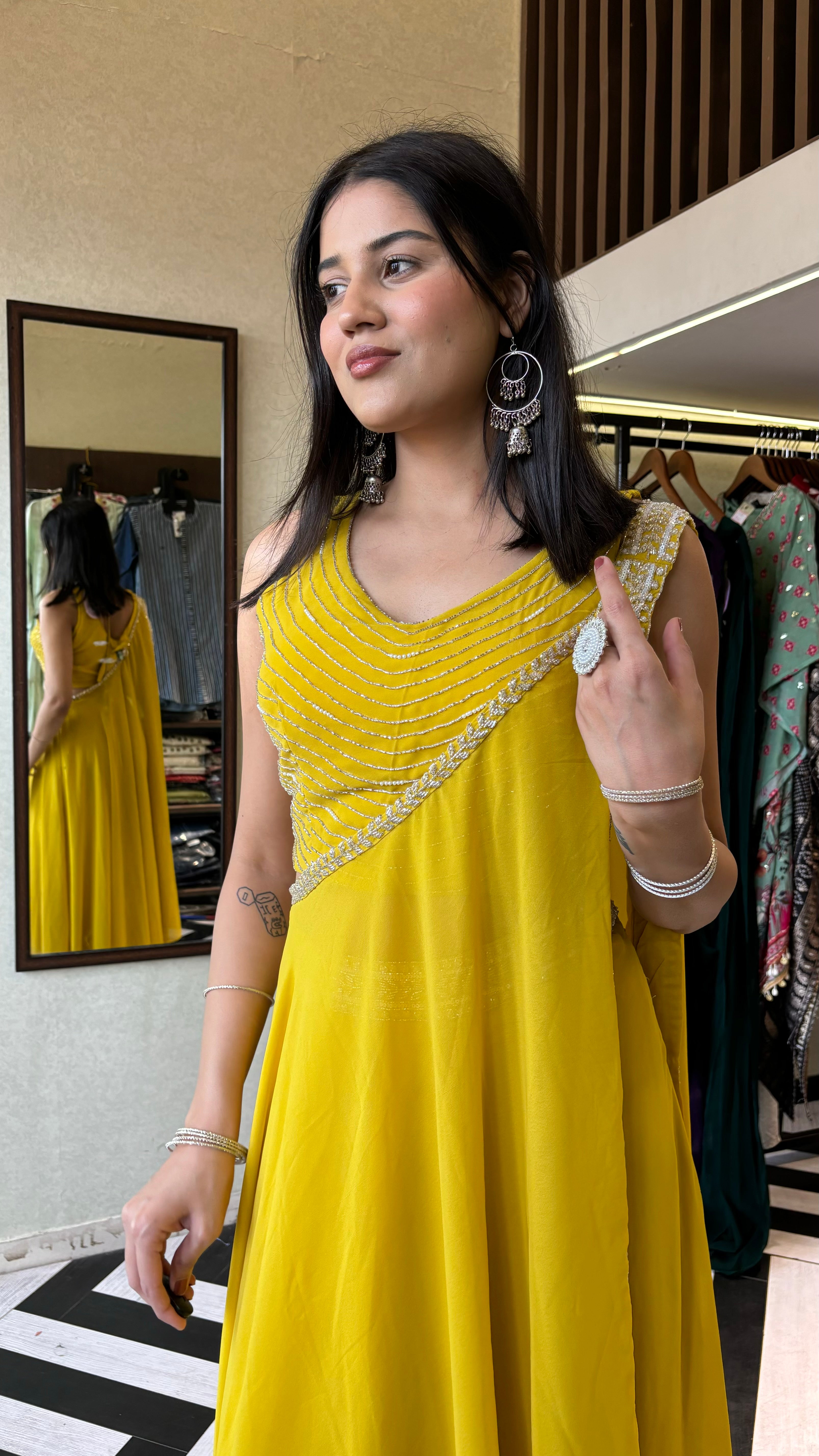 Image of Pure Georgette Saree Style Indo western