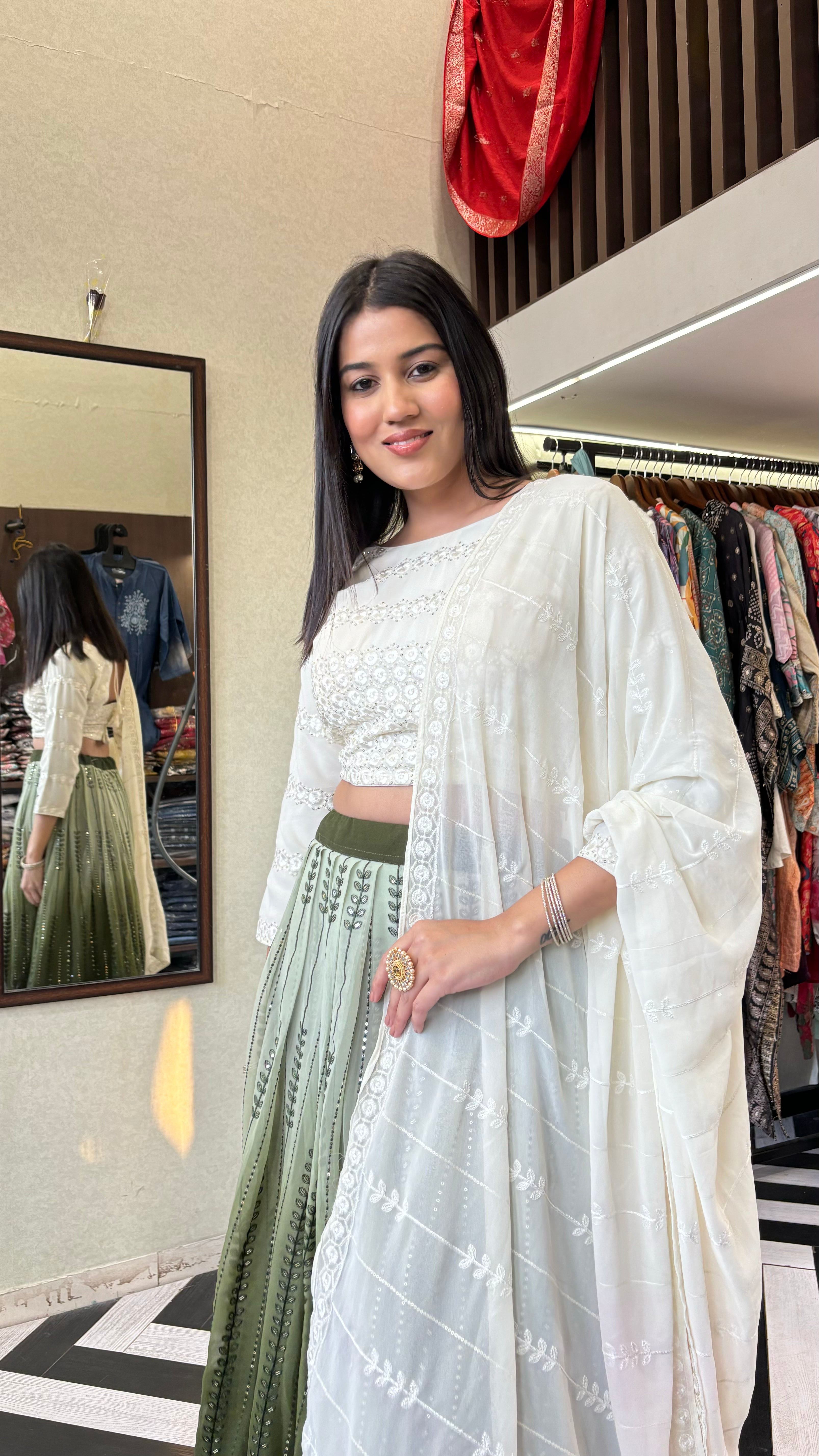 Image of Pure Georgette Indo Western Piece with Hand work