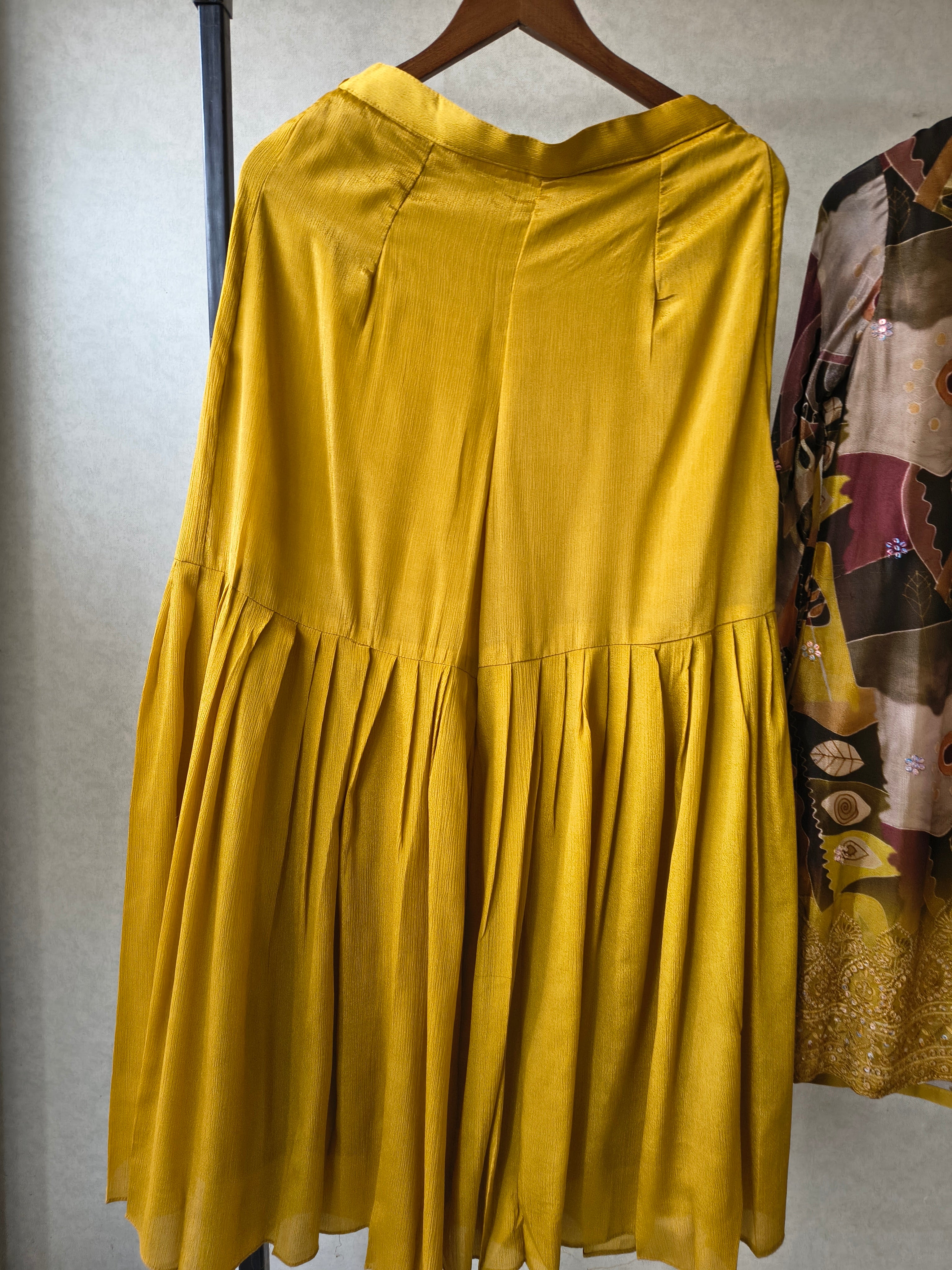 Image of Premium Mustard Abstract Printed Kurta with Sharara & Dupatta Set