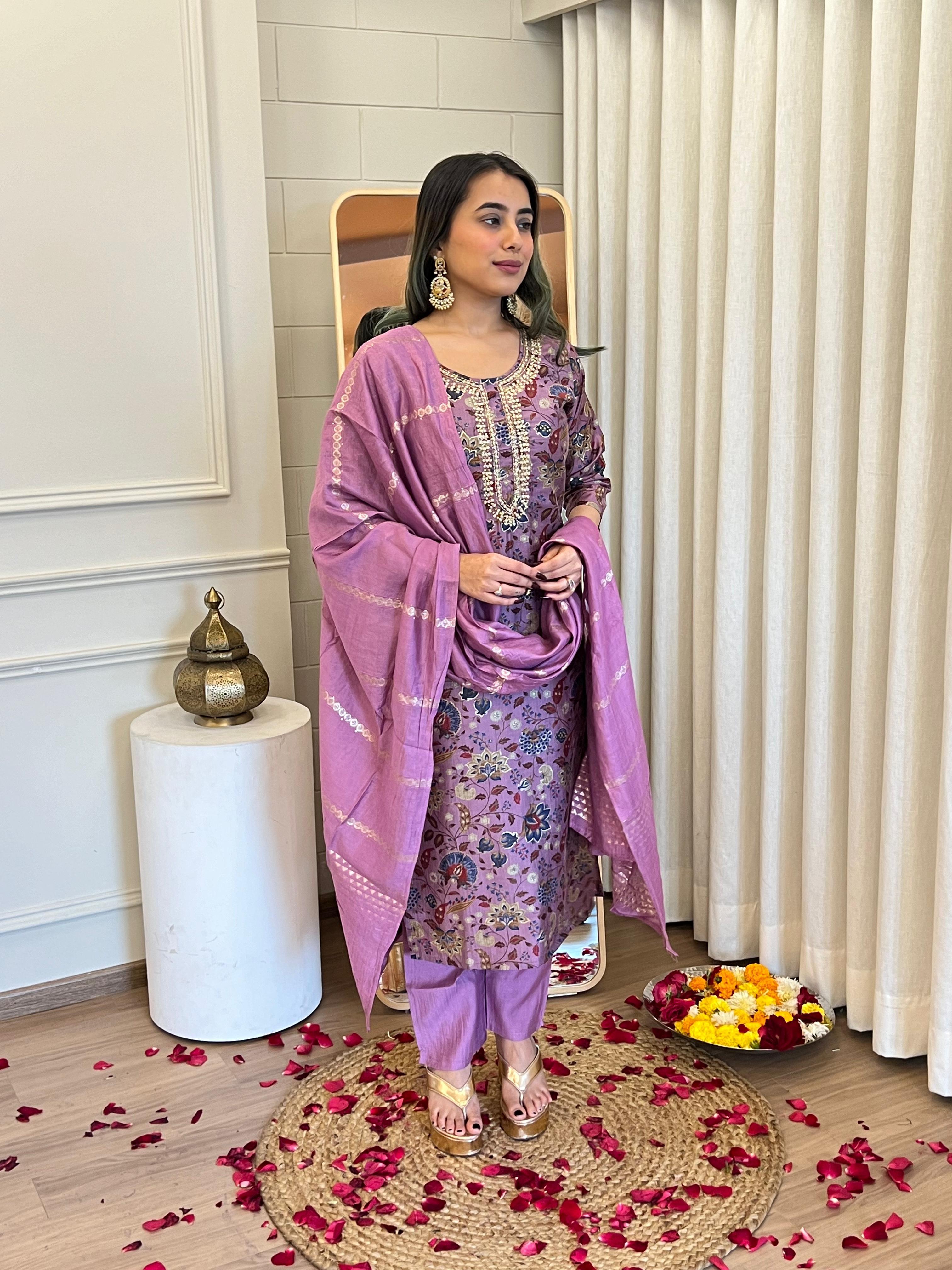 Image of Pure Silk 3 Piece with Hand work