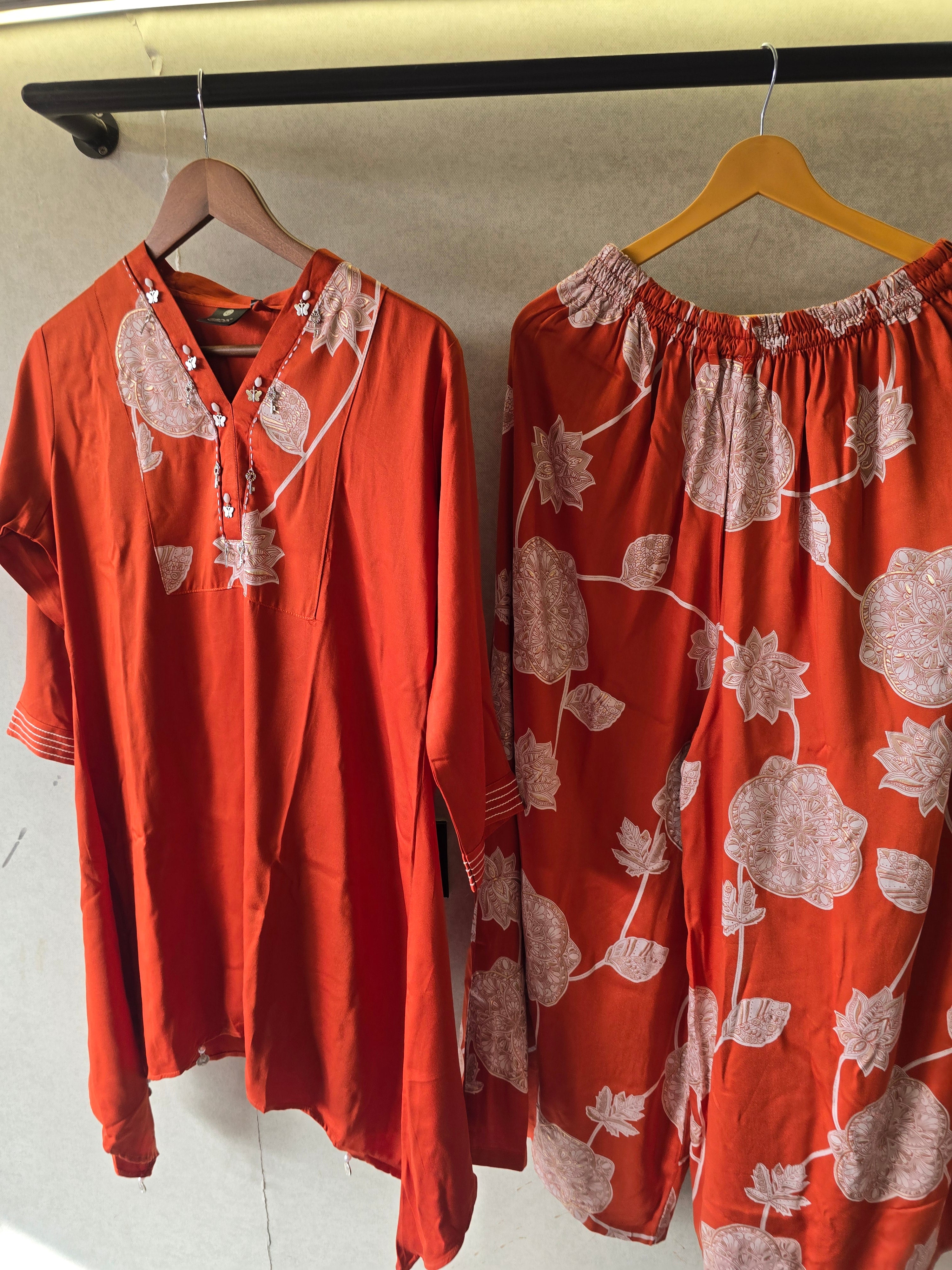 Image of Rust Botanical Print Co-Ord Set