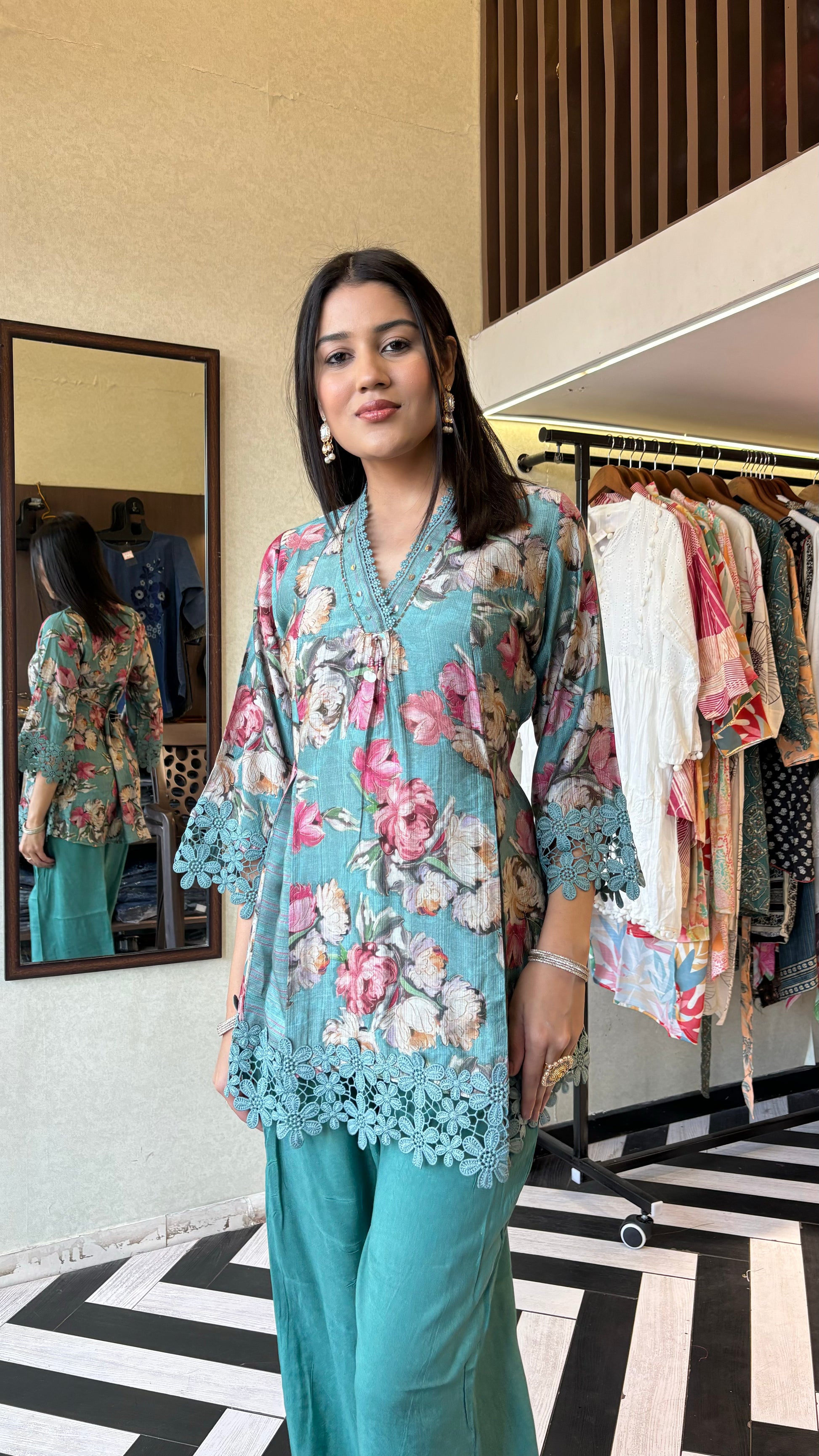 Pure Rayon Piece Set with Hand work