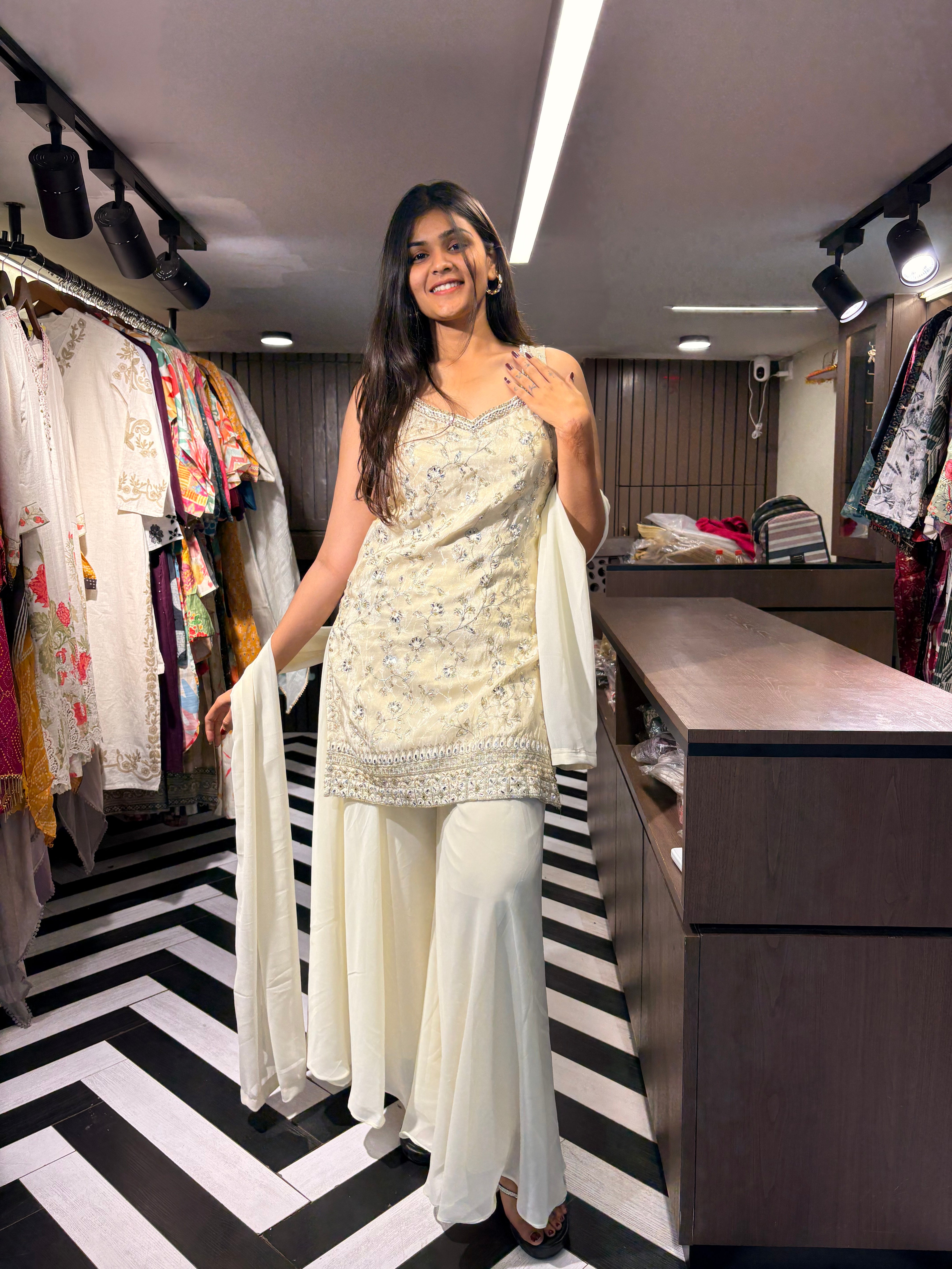 Pure Shimmer 3 Piece Indo western Set