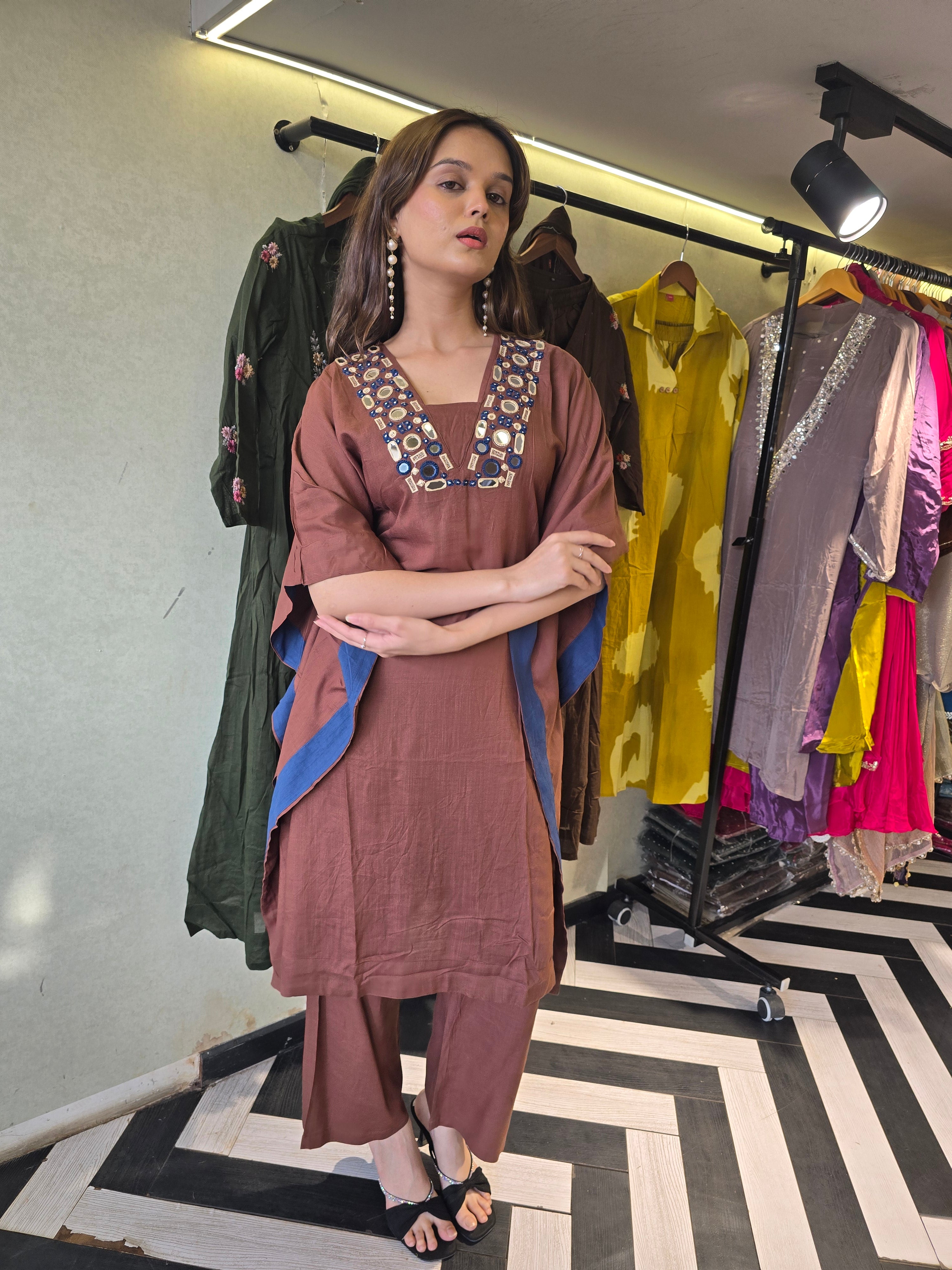 Image of Designer Cotton Kaftan 2 Piece