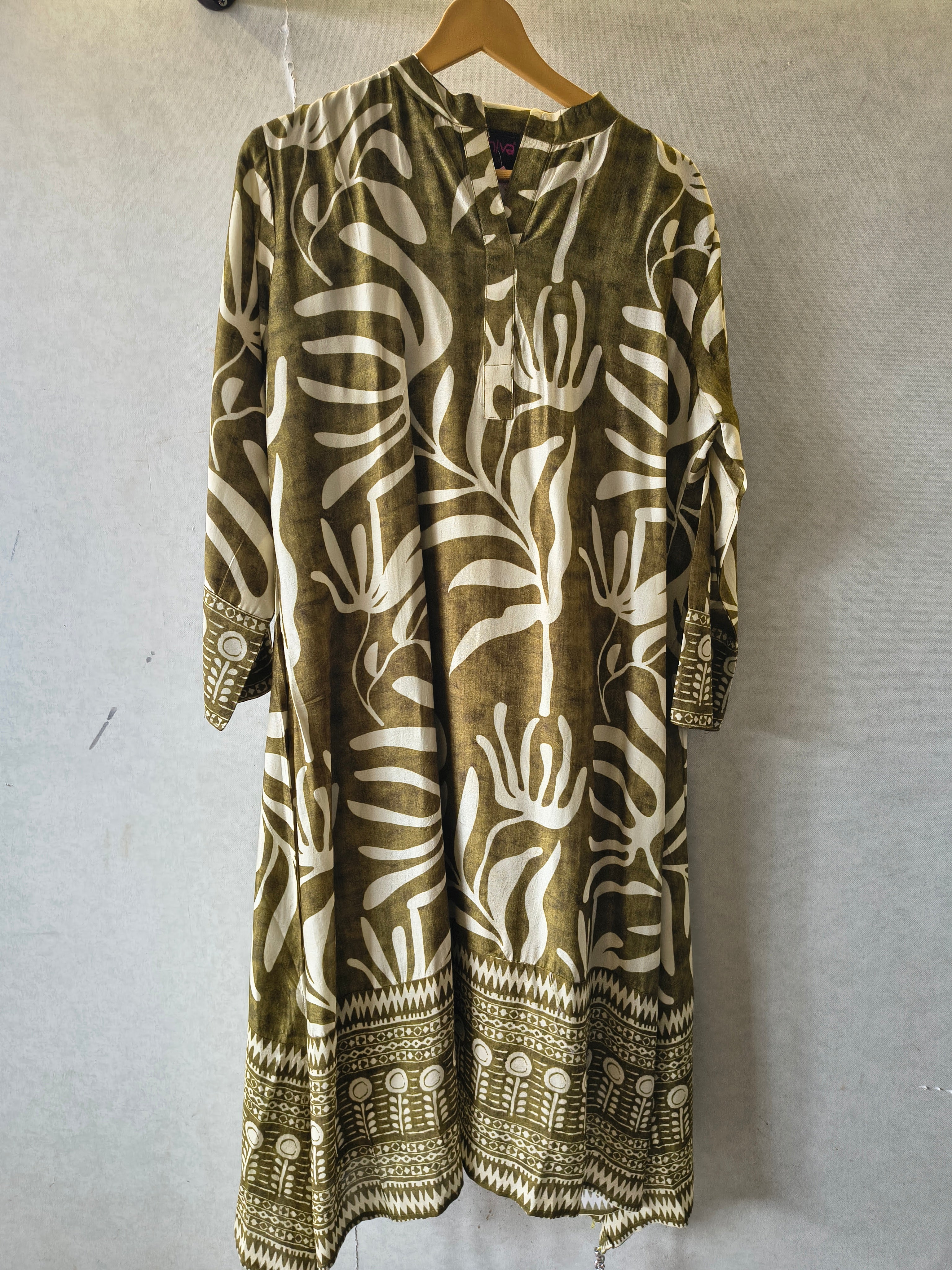 Image of Olive Botanical Printed Premium Co-Ord Set