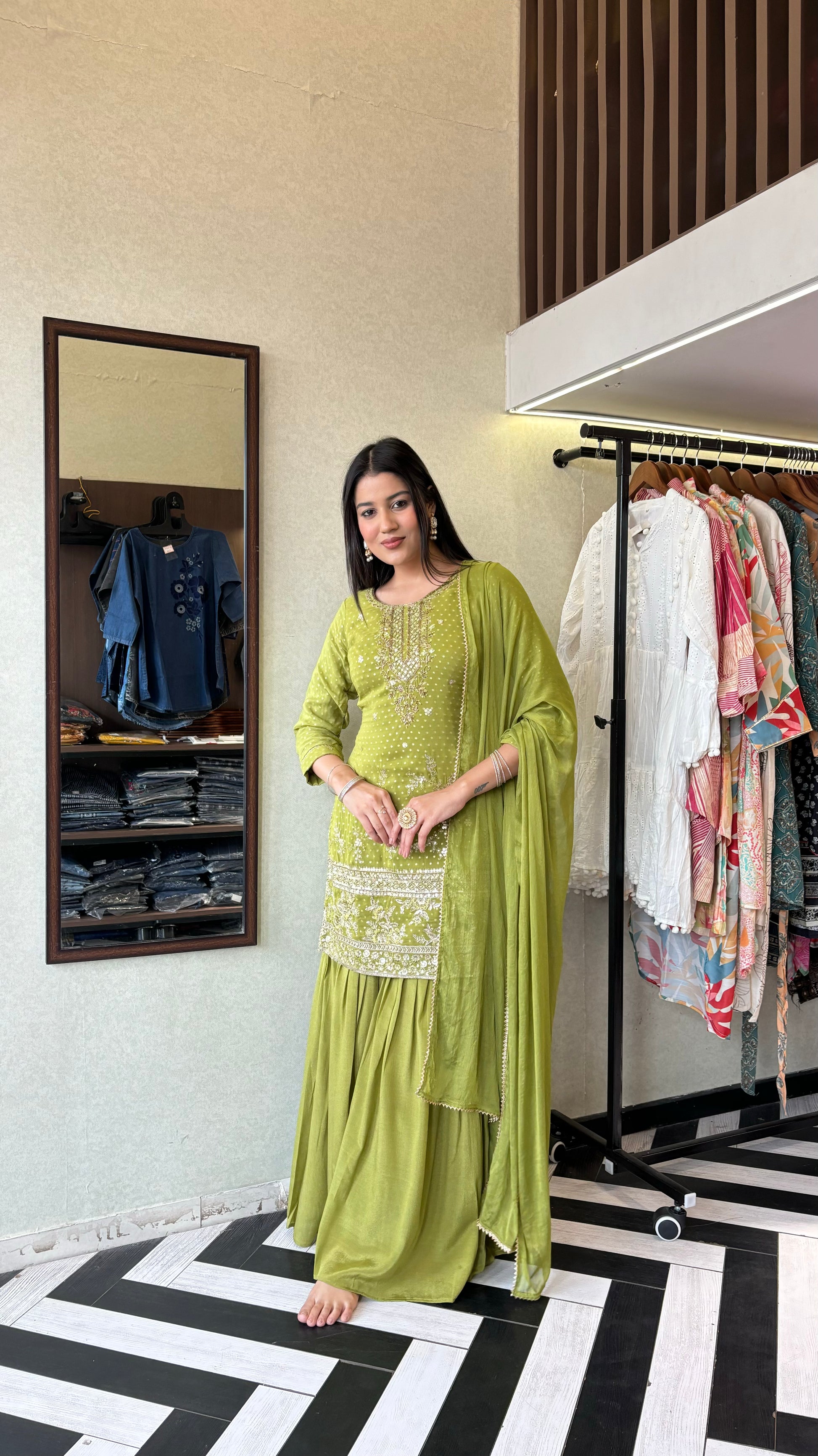 Pure Organza 3 Piece with Hand work