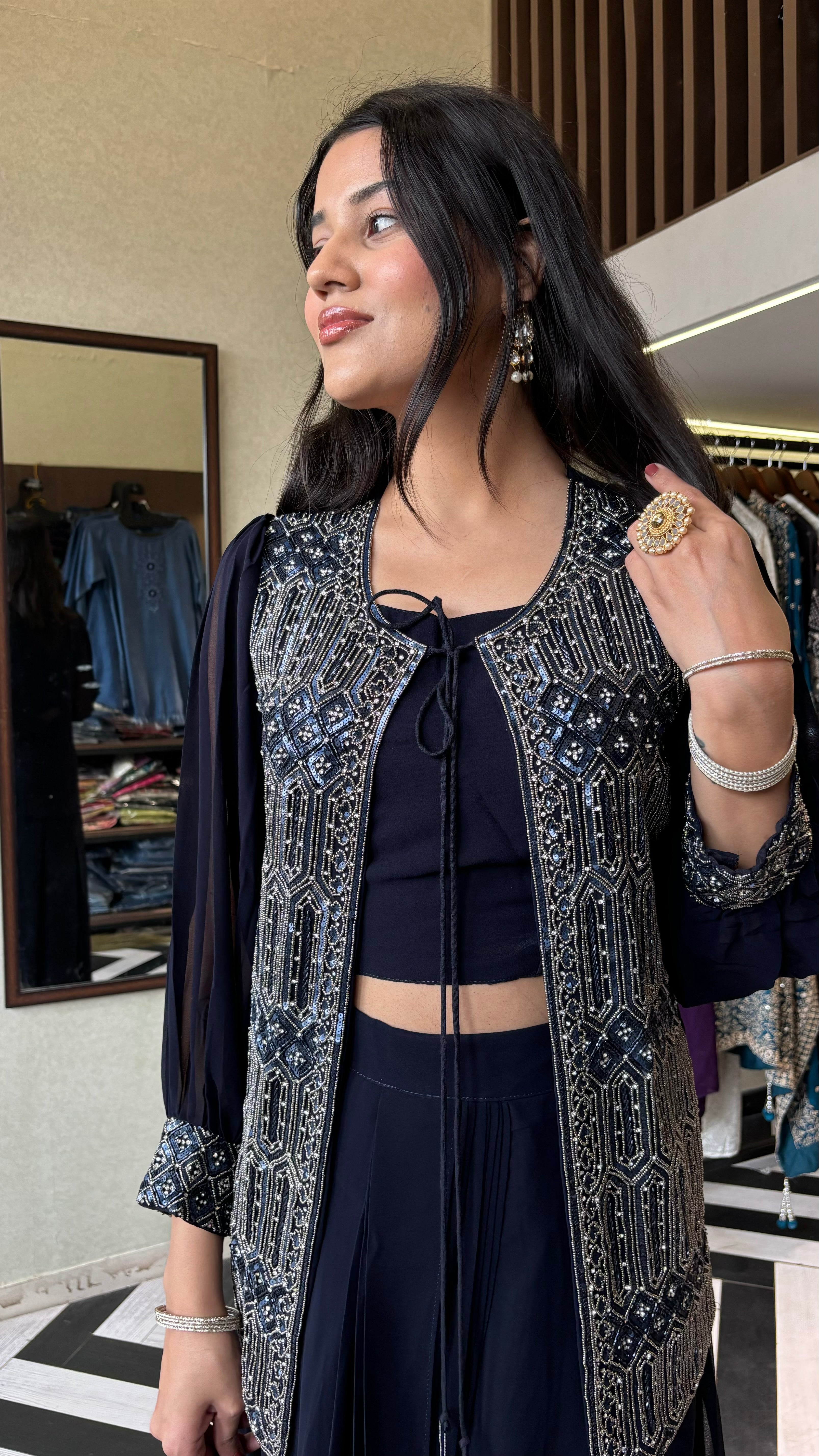 Image of Pure Georgette Indo western 3 Piece