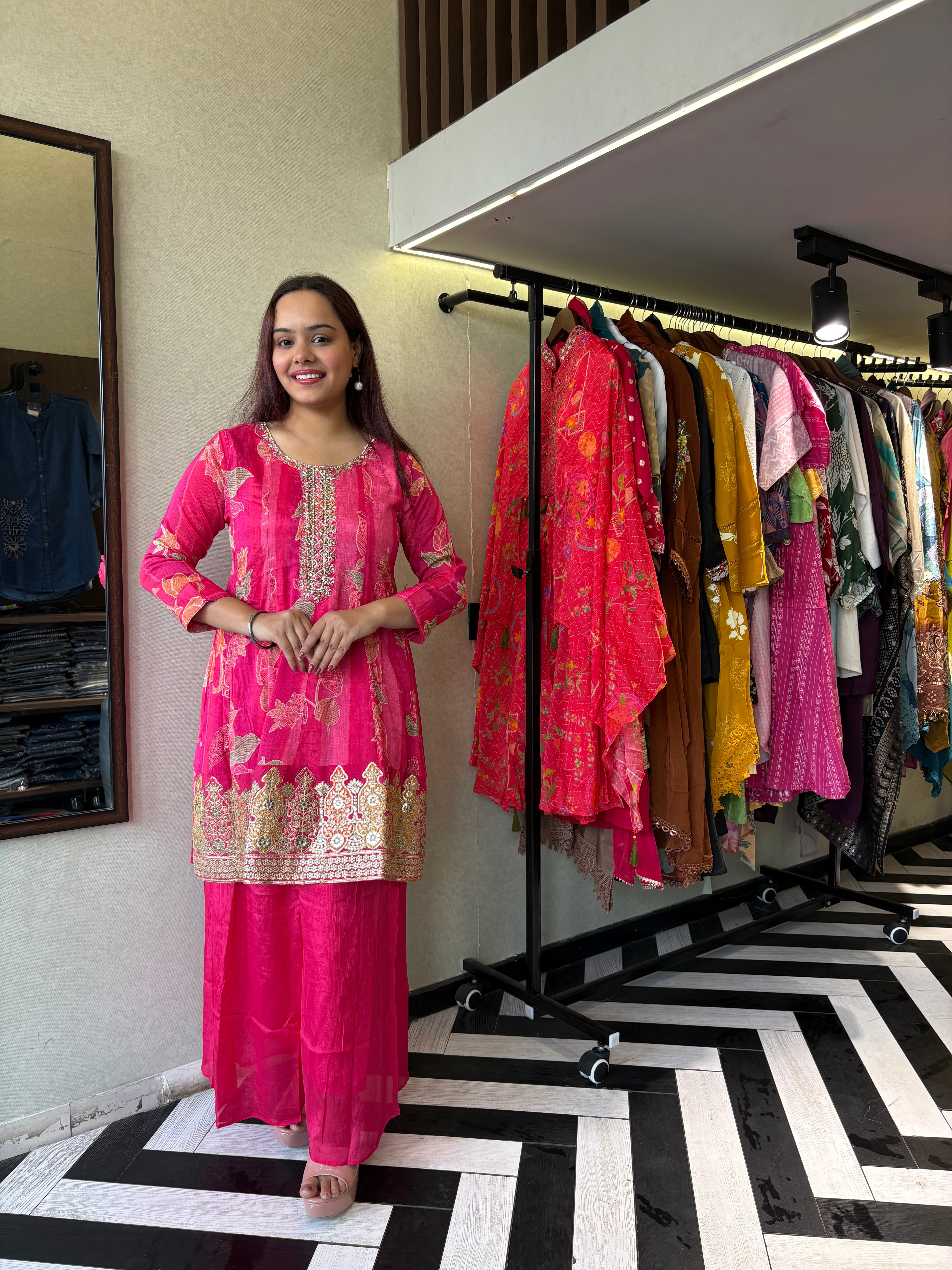 Image of Pure Crepe 3 Piece with Hand work