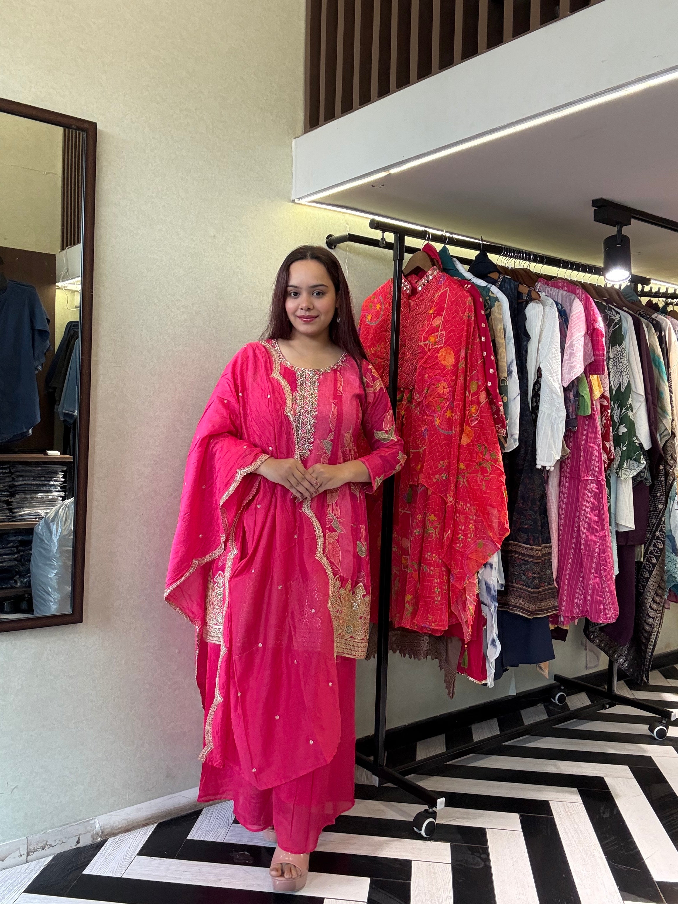 Image of Pure Crepe 3 Piece with Hand work