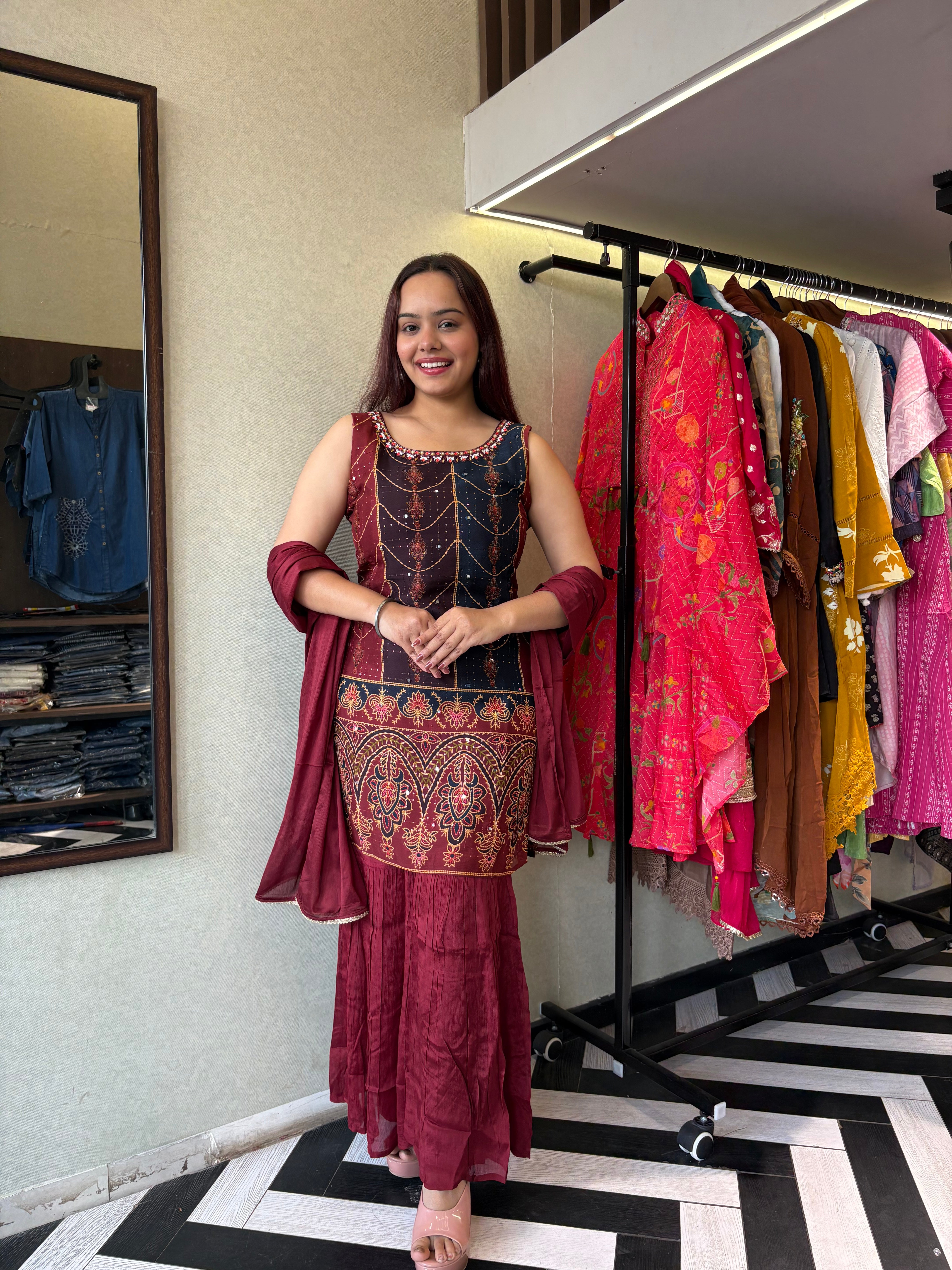 Pure Gaji Silk 3 Piece with Hand work