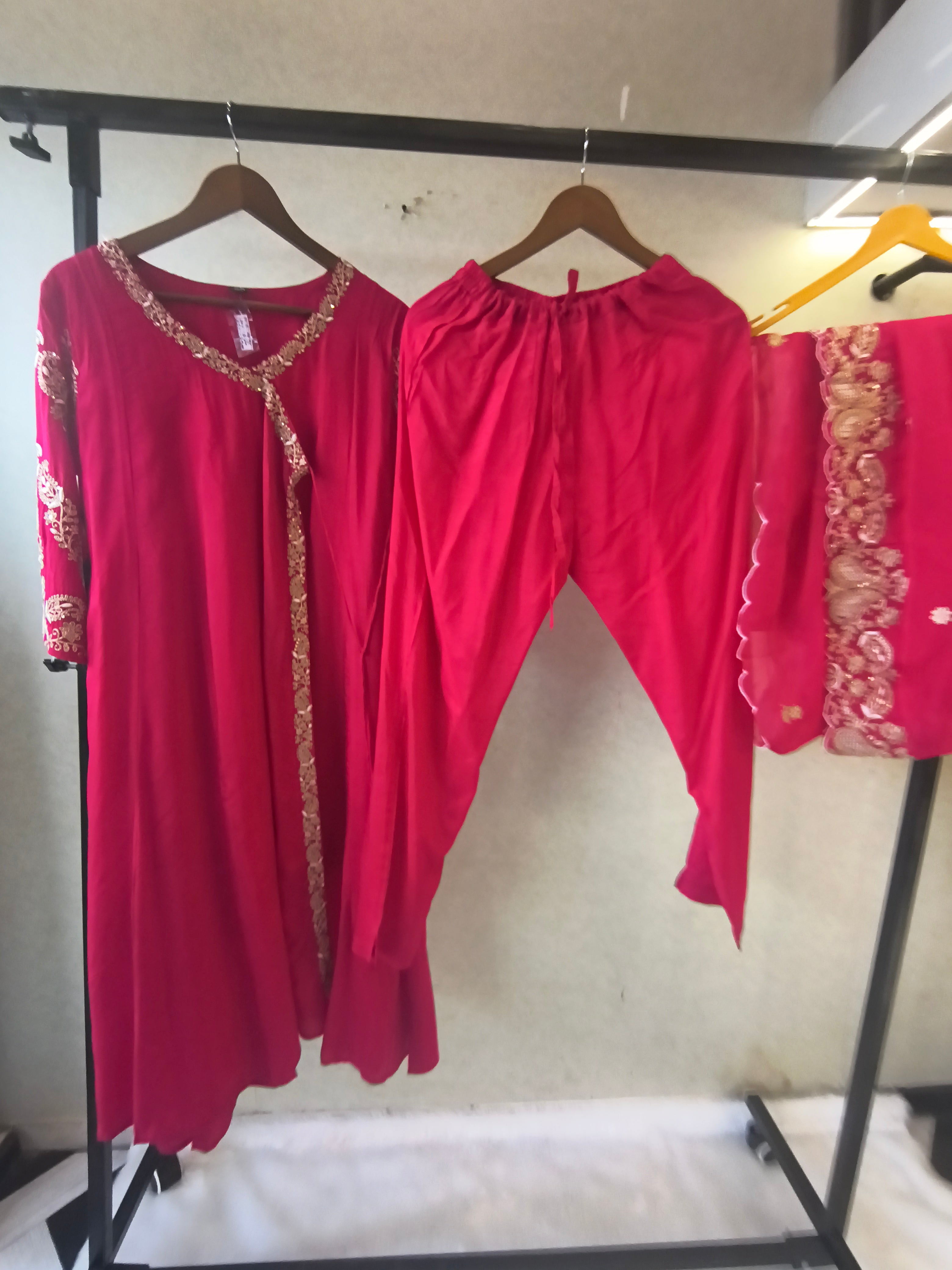 Image of Rani Pink Embroidered Anarkali Kurta Set with Dupatta | Premium 3 Piece Festive Ethnic Suit