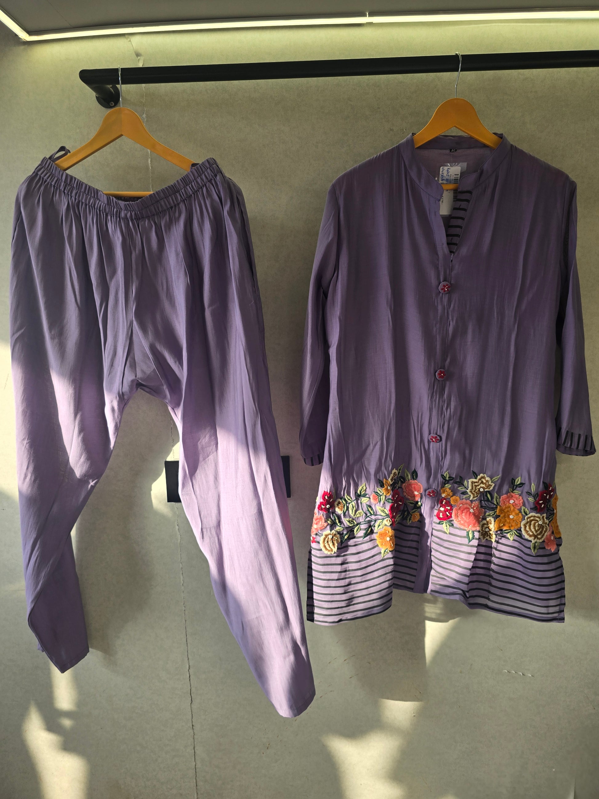 Lavender Floral Embroidered Co-Ord Set