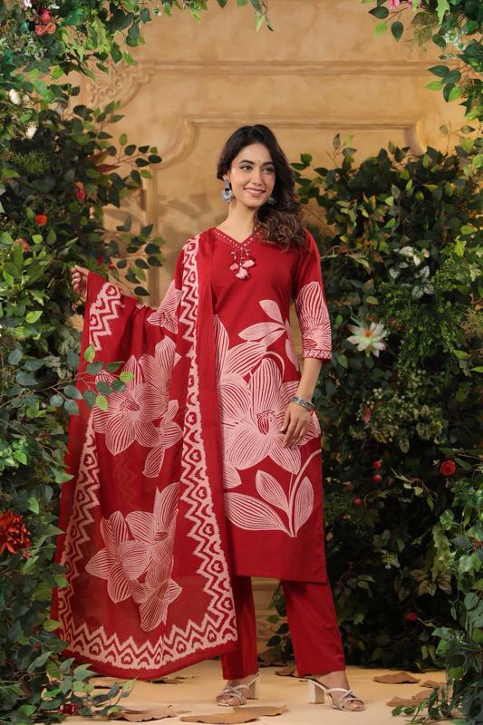 Pure Cotton 3 Piece with Hand work