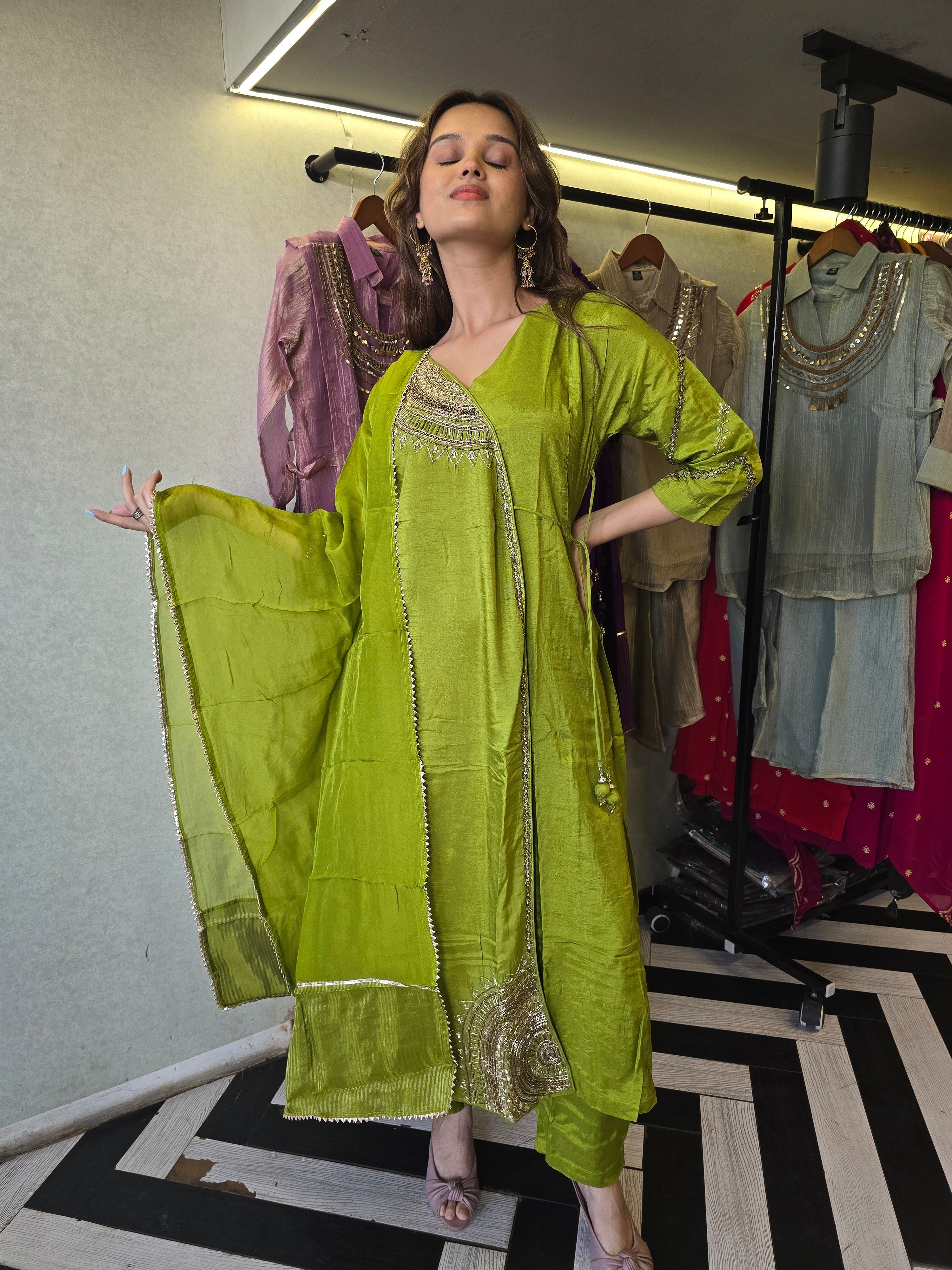 Image of Pure Russian Silk with Hand Work