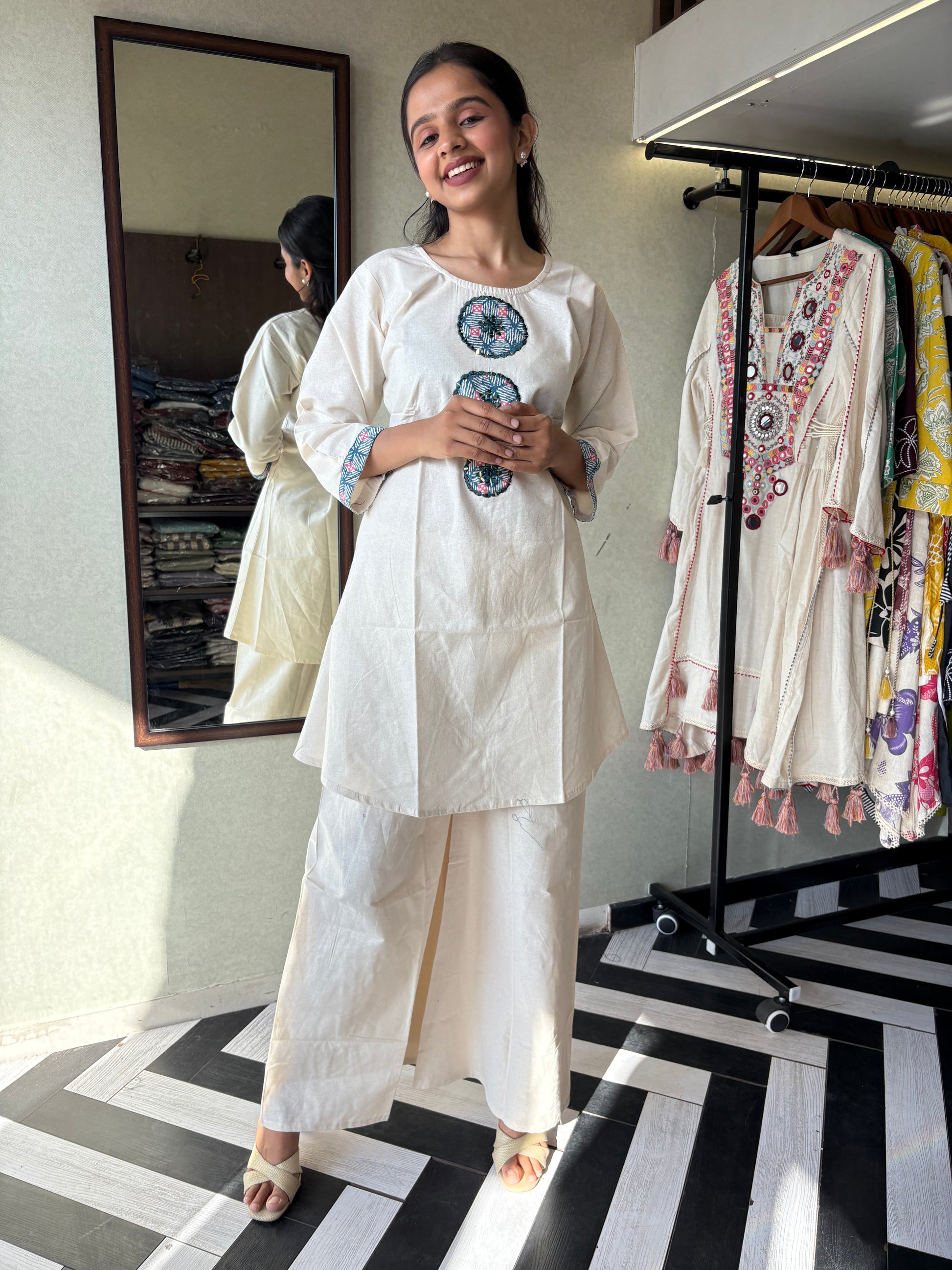 Pure Khadi Cotton 2 Piece Embroidery Set