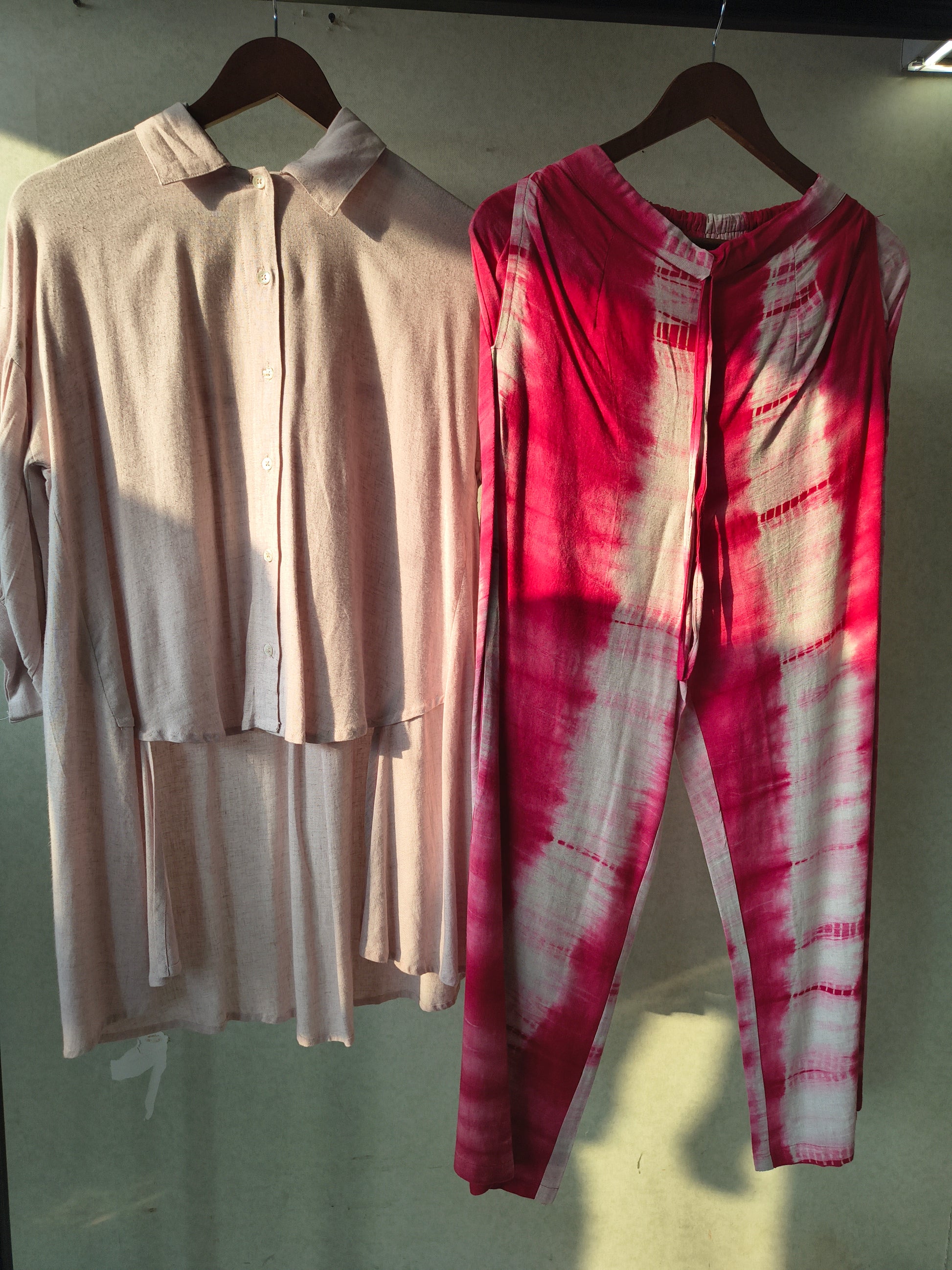 Premium Layered Shirt Style Tunic Co-Ord Set with Tie-Dye Straight Pants