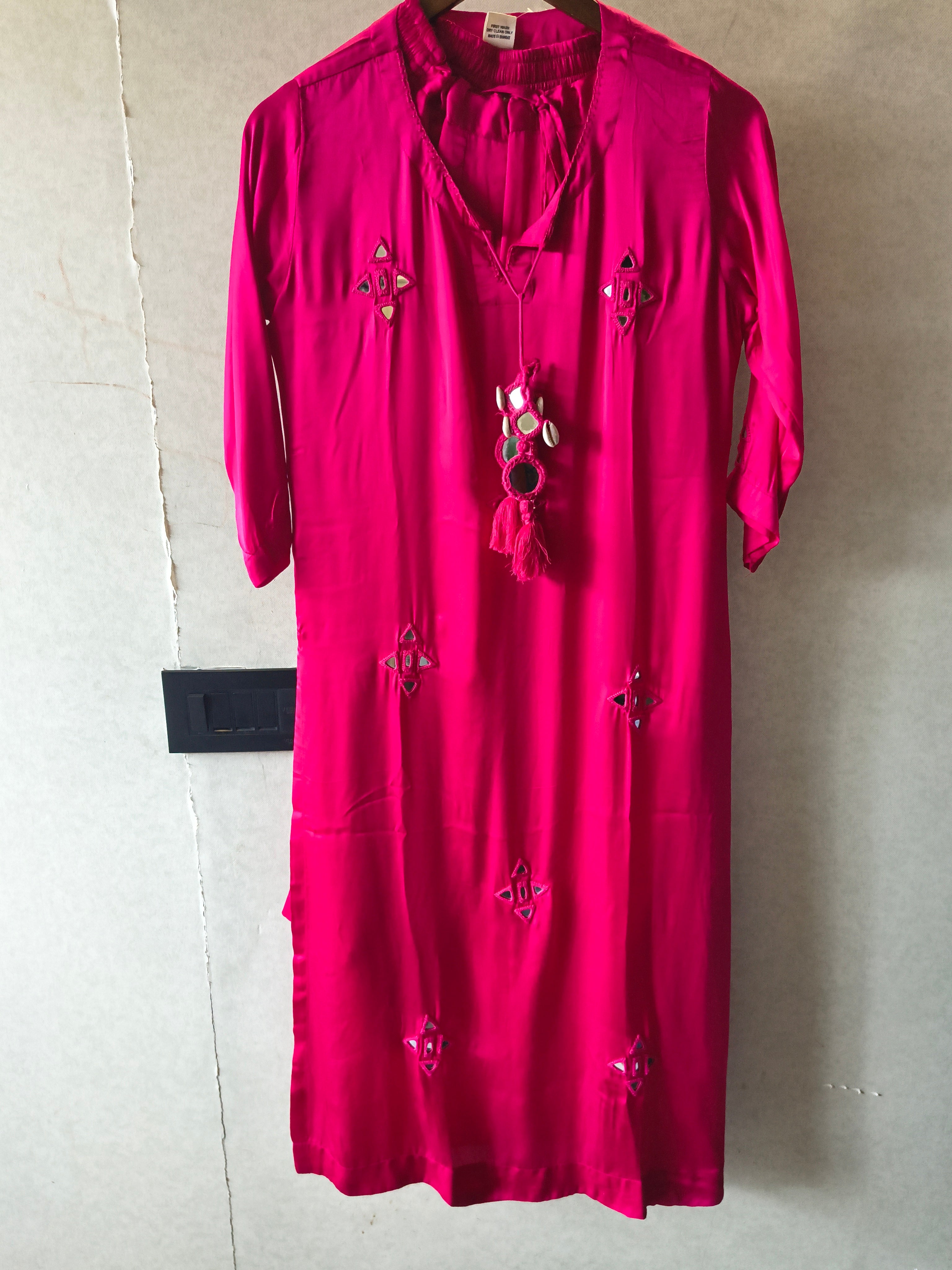 Image of Tadko Brand - Rani Pink Mirror Work Premium Silk Co-Ord Set