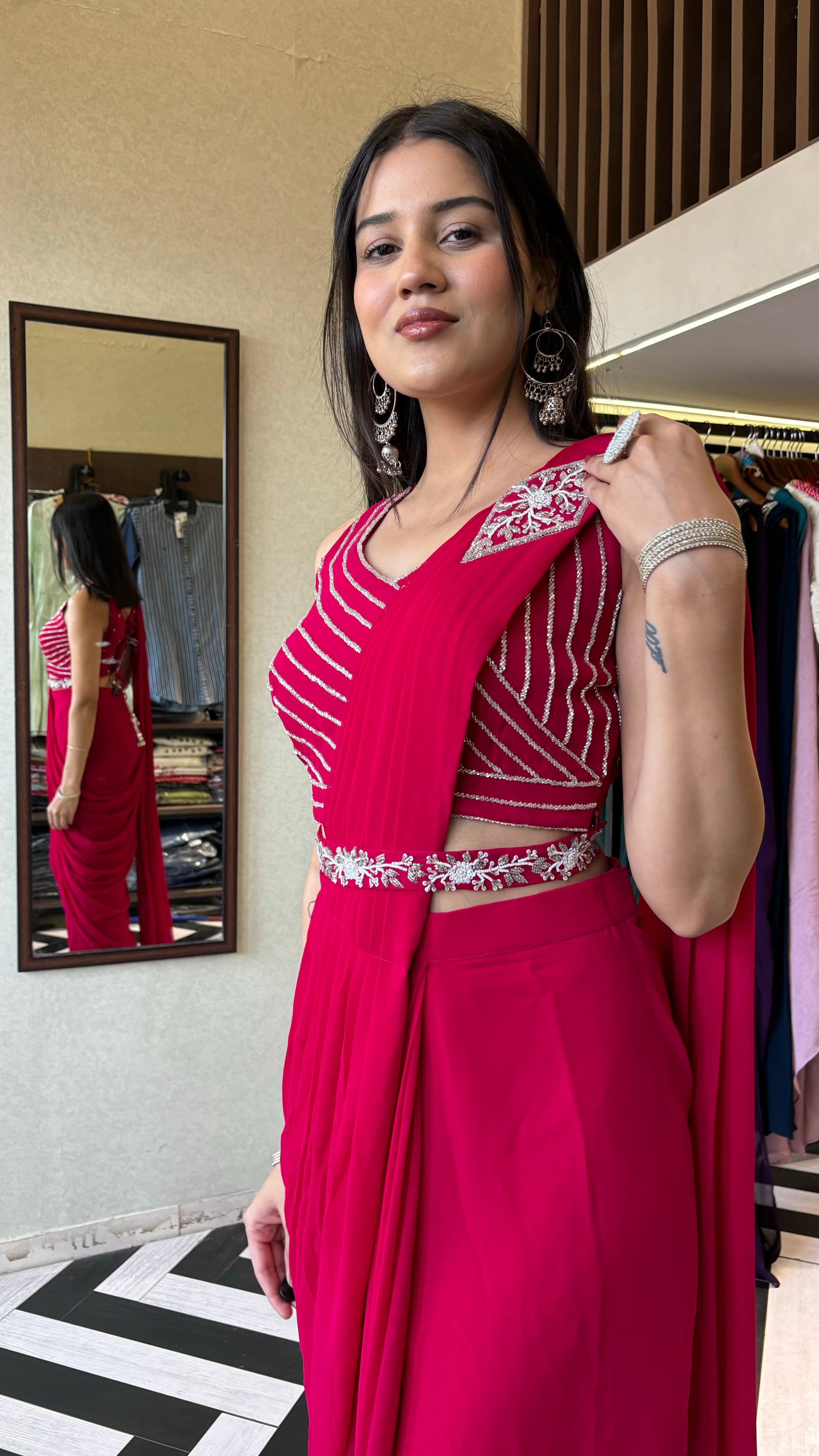 Pure Georgette Saree Style Indo western