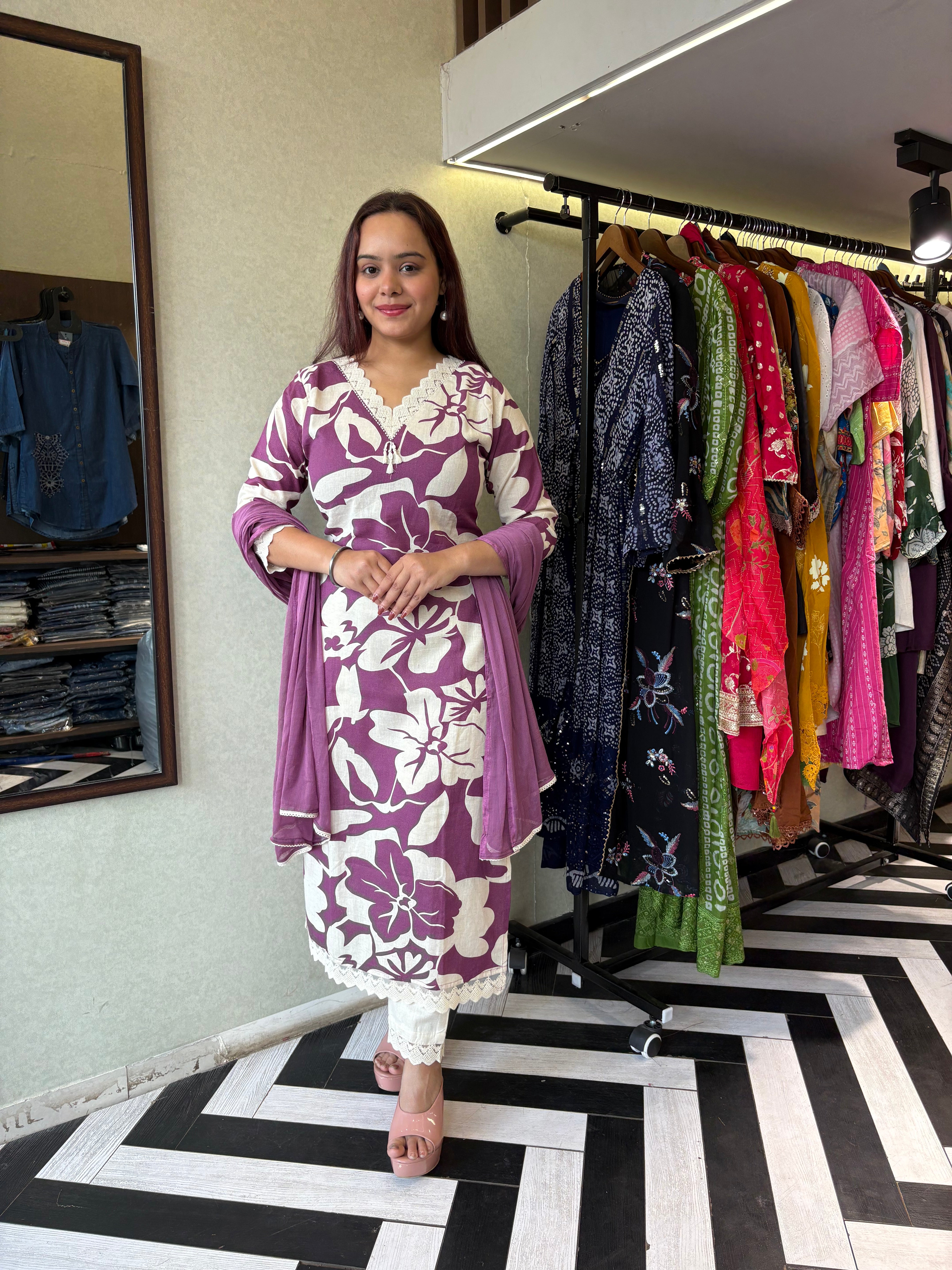 Image of Pure Georgette 3 Piece with Hand work