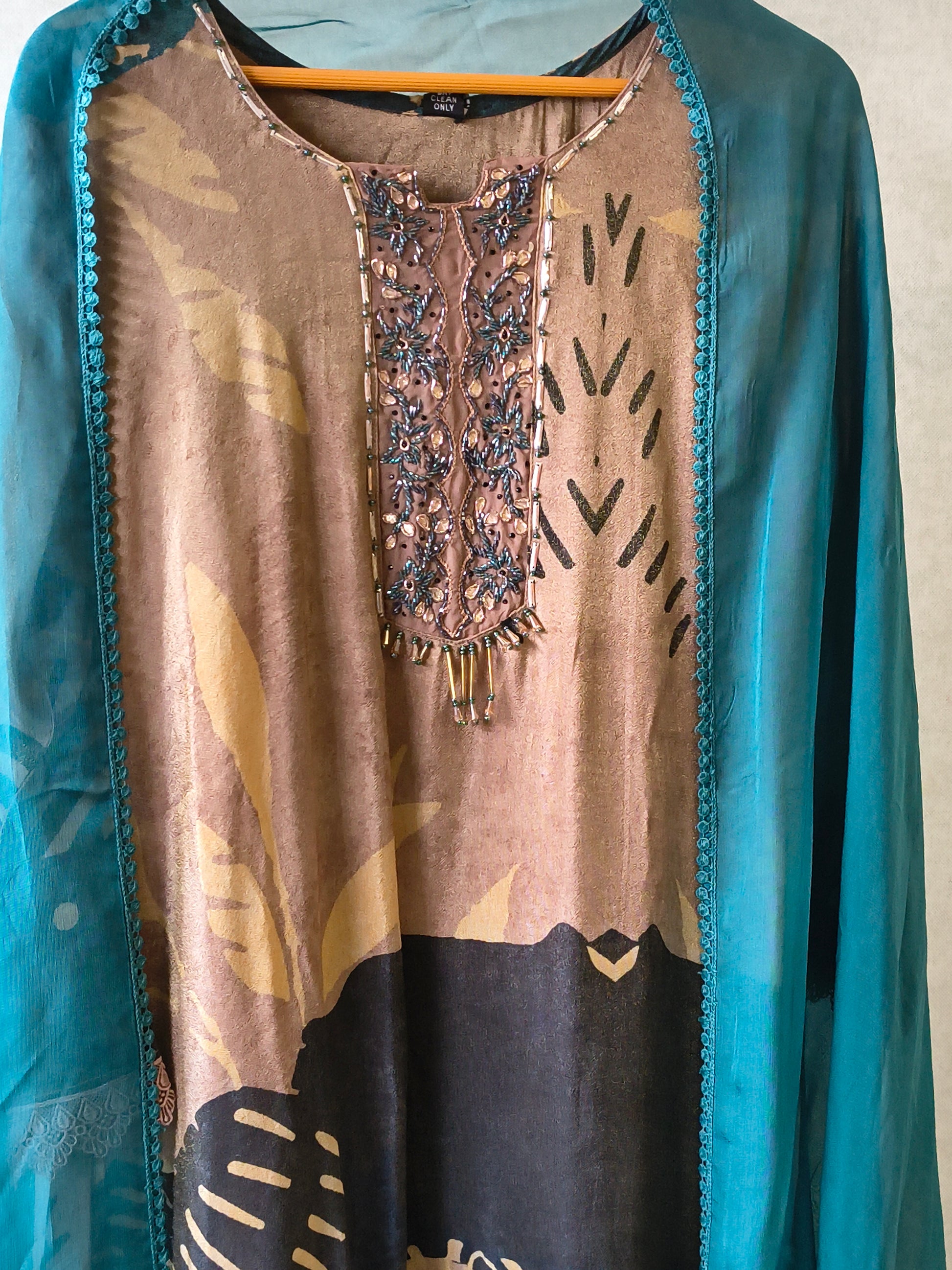 Premium Abstract Print Straight Kurta with Cigarette Pants & Dupatta Set