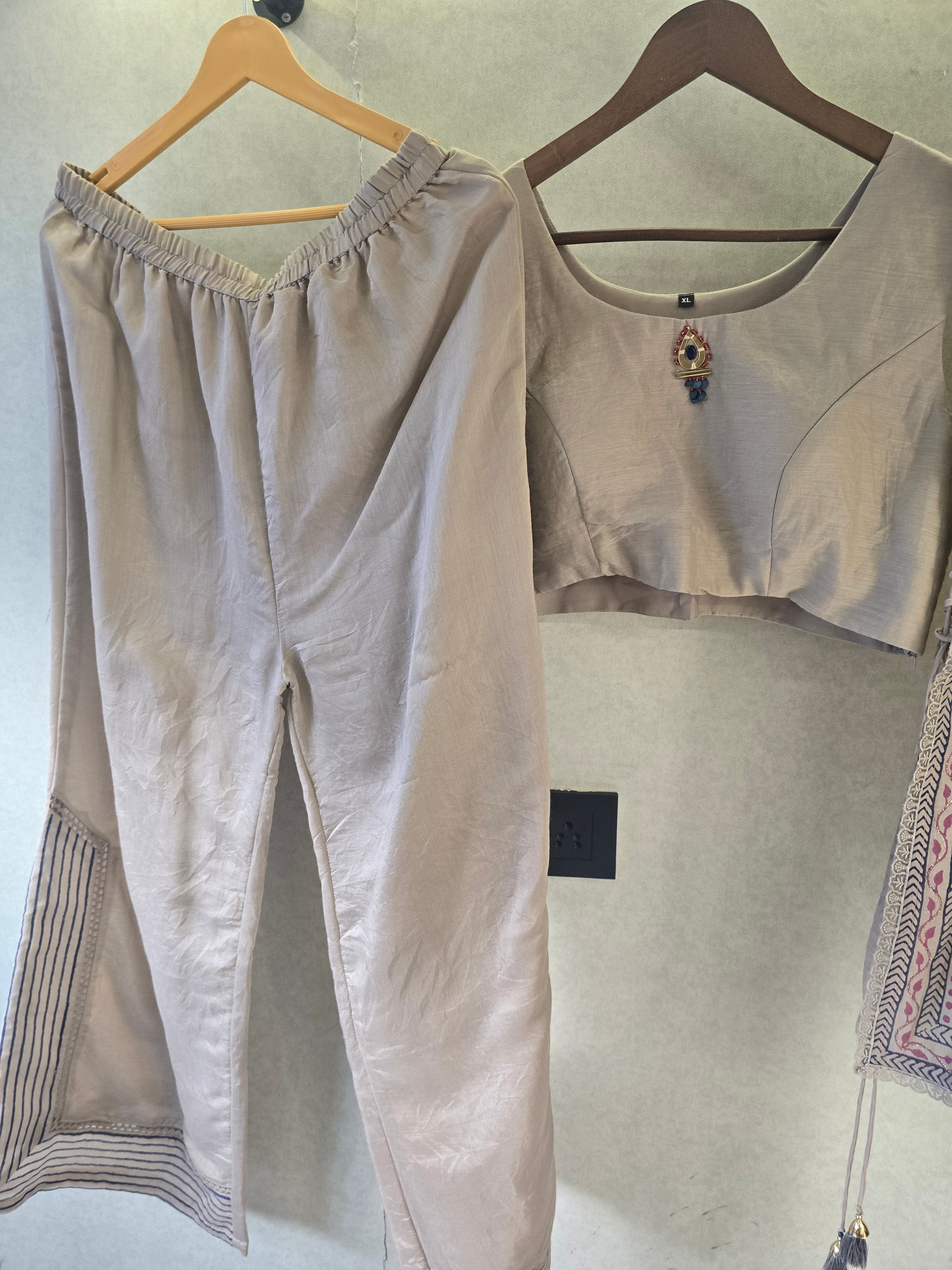 Image of Lavender Handblock Print Cape Style Co-Ord Set