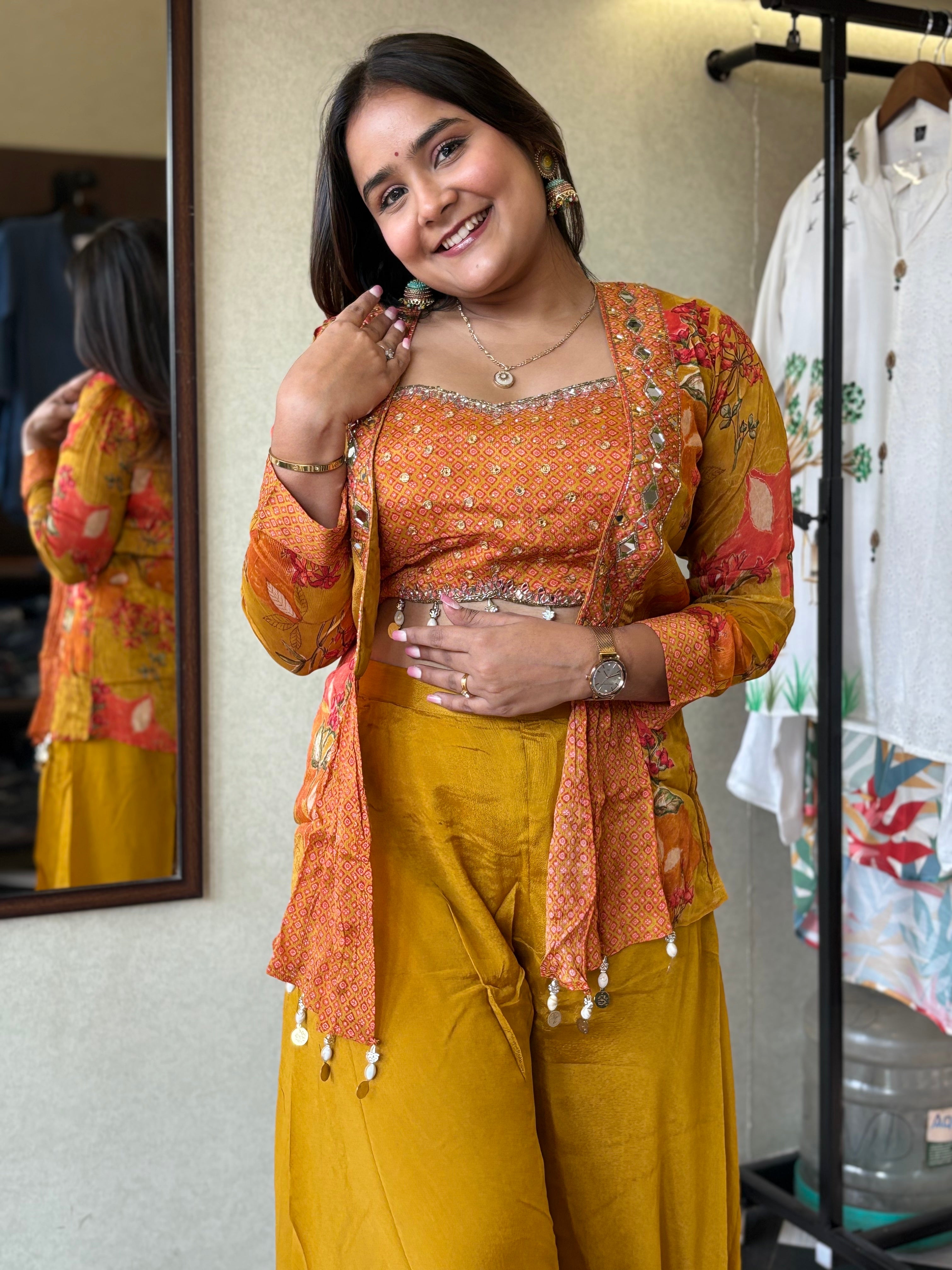 Image of Pure Chinnon 3 Piece with Hand work