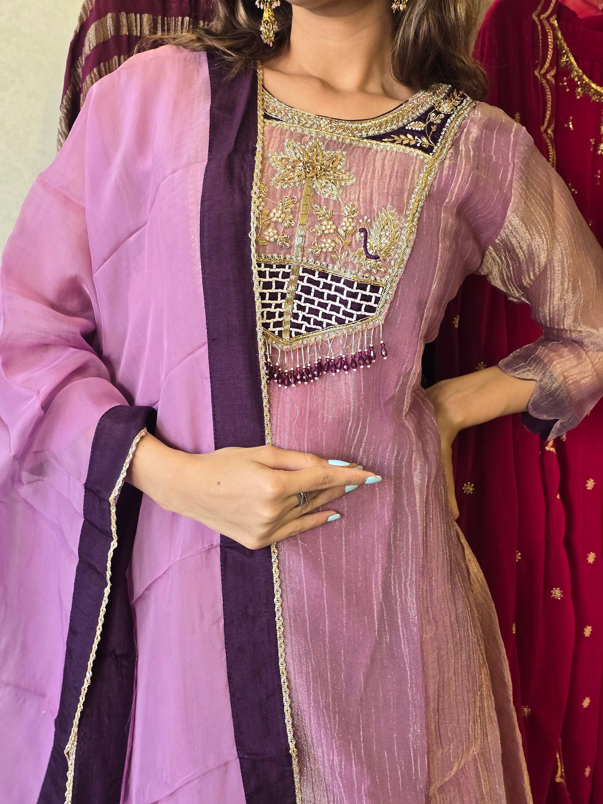 Pure Soft Tissue Anarkali Kurti Set