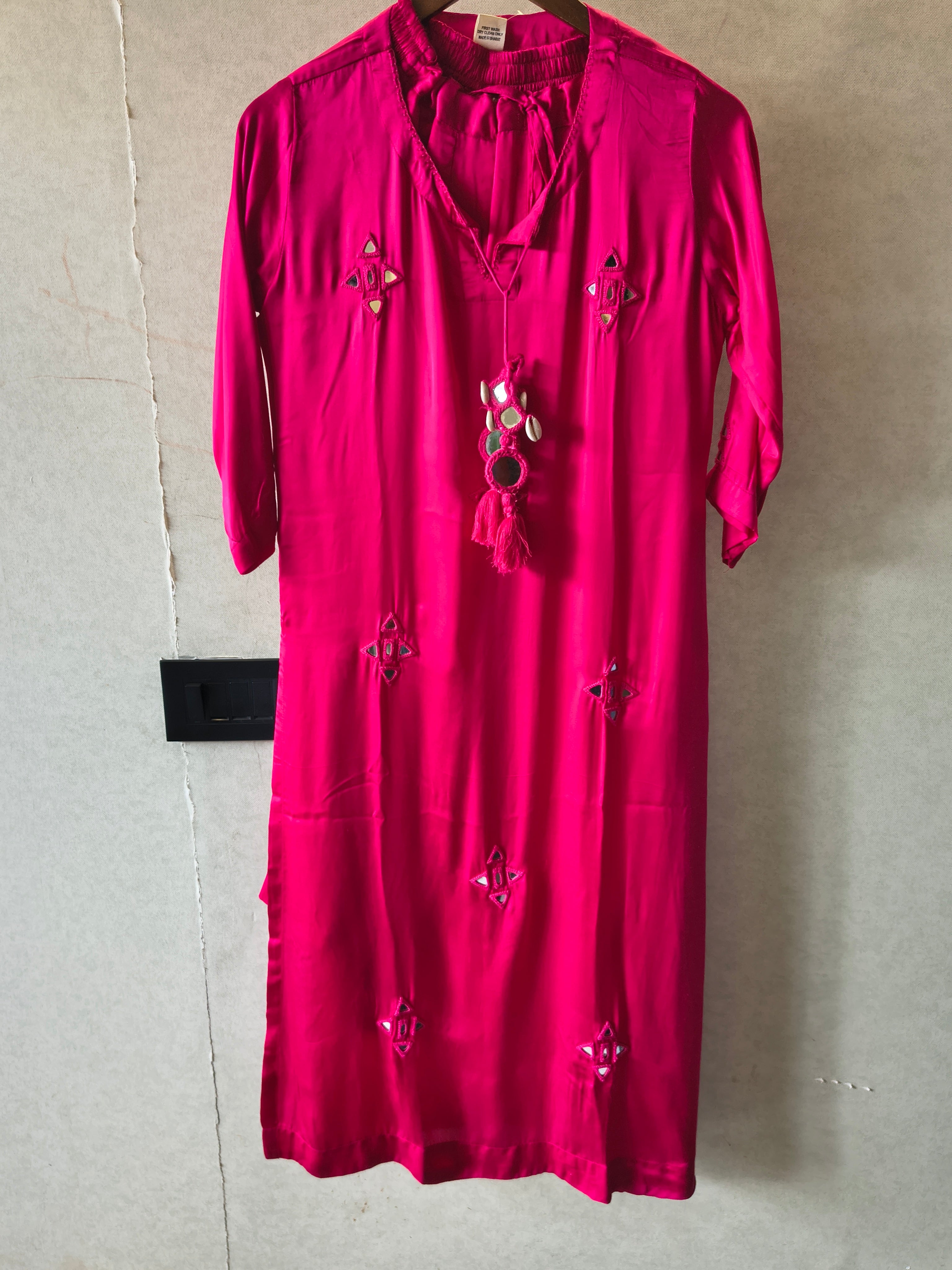 Image of Tadko Brand - Rani Pink Mirror Work Premium Silk Co-Ord Set