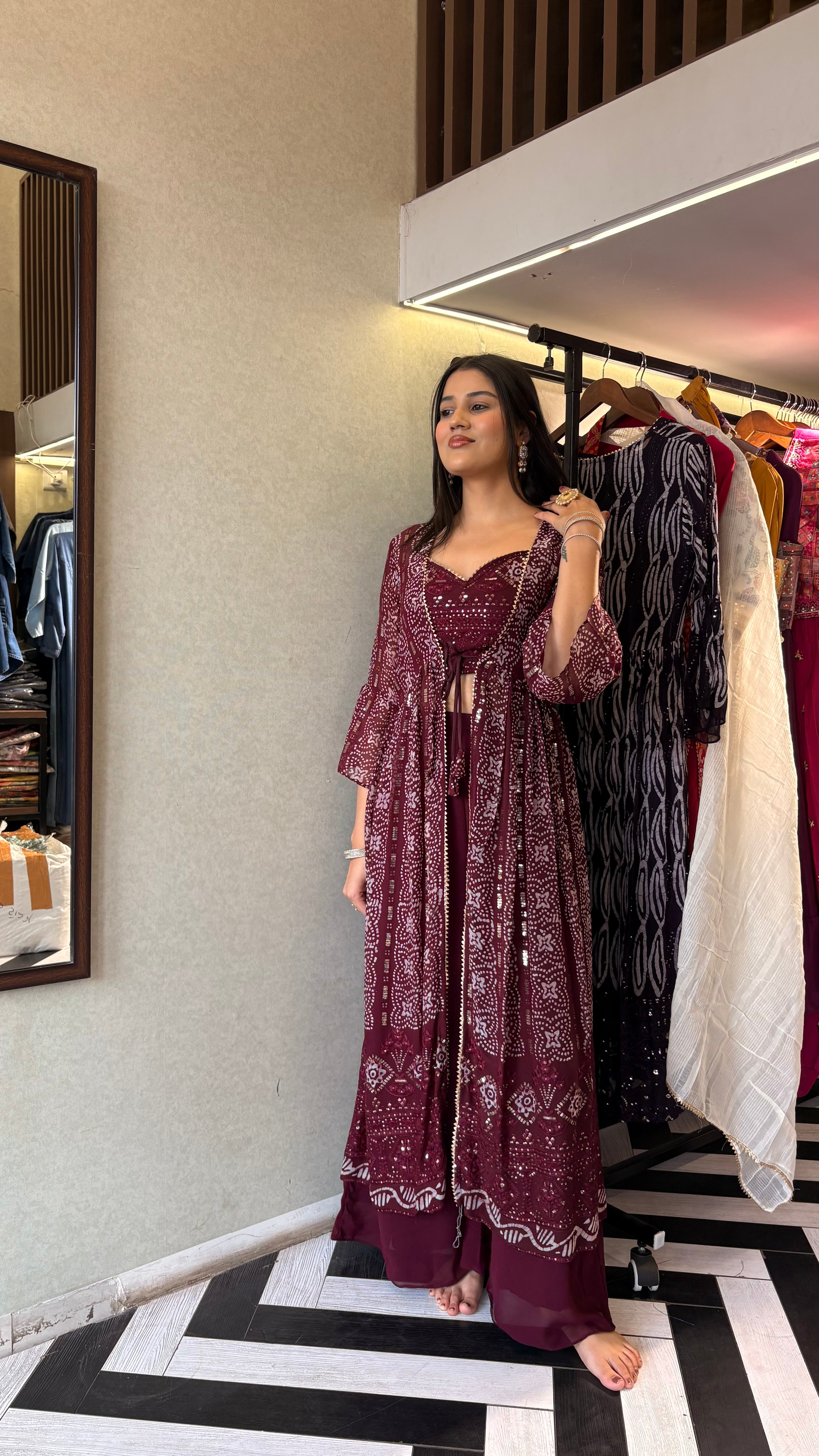 Image of Pure Georgette Shrug Concept 3 Pieec