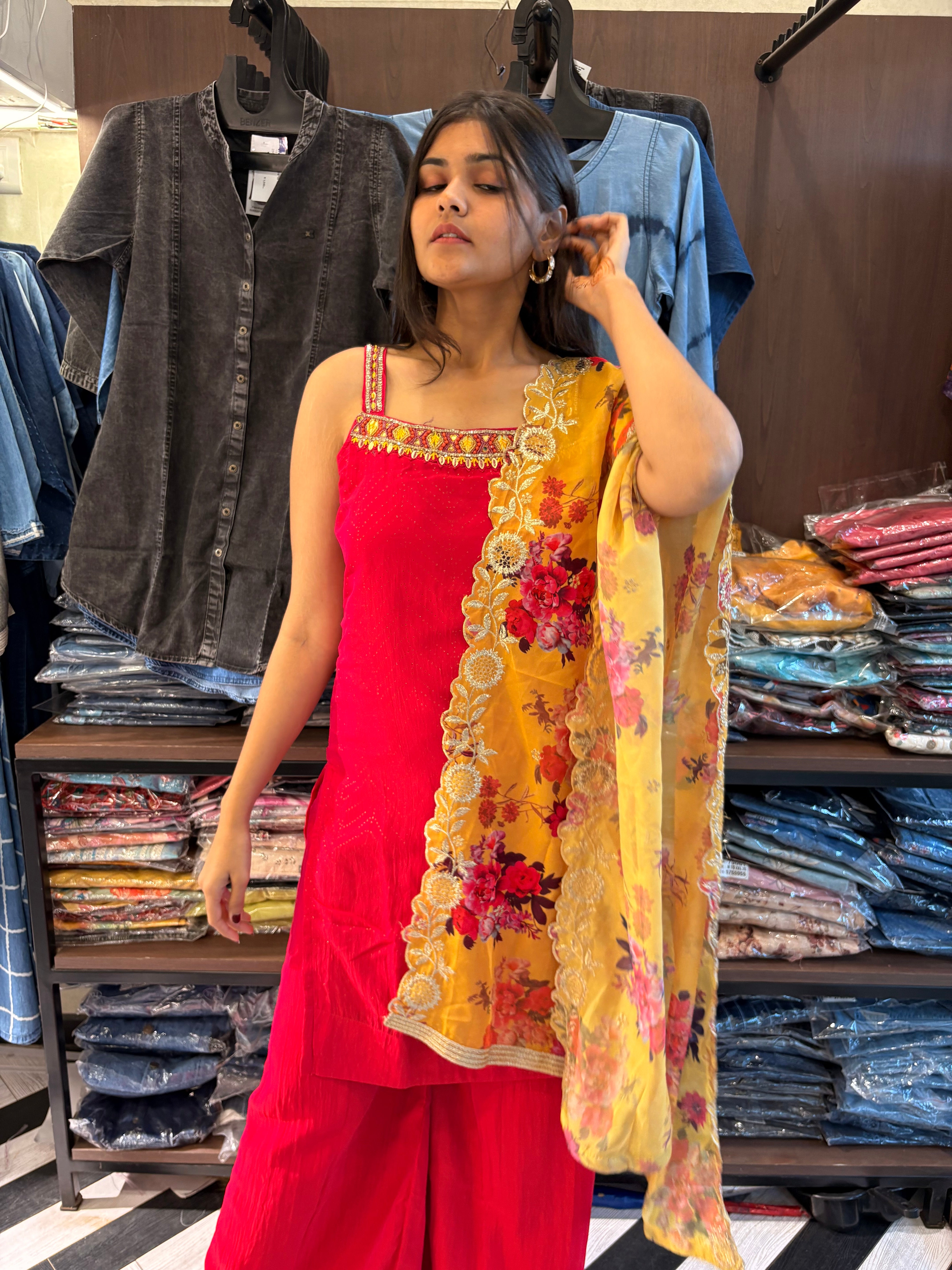 Image of Pure Crepe 3 Piece Kurti Set