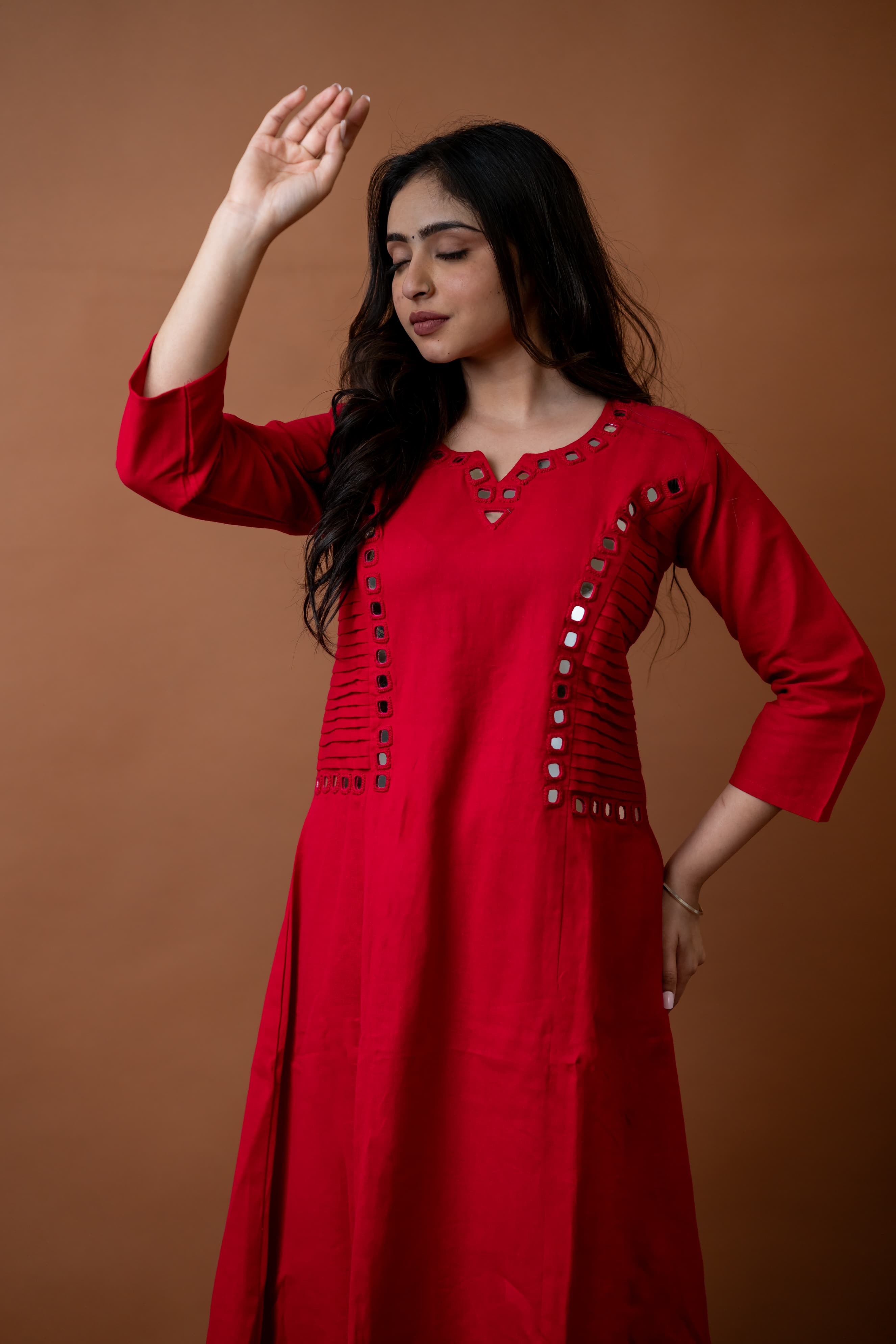 Image of Real Mirror Work. Real Cotton. 
our pure cotton long coord set with original mirror hand work - a classy steal for every wardrobe!