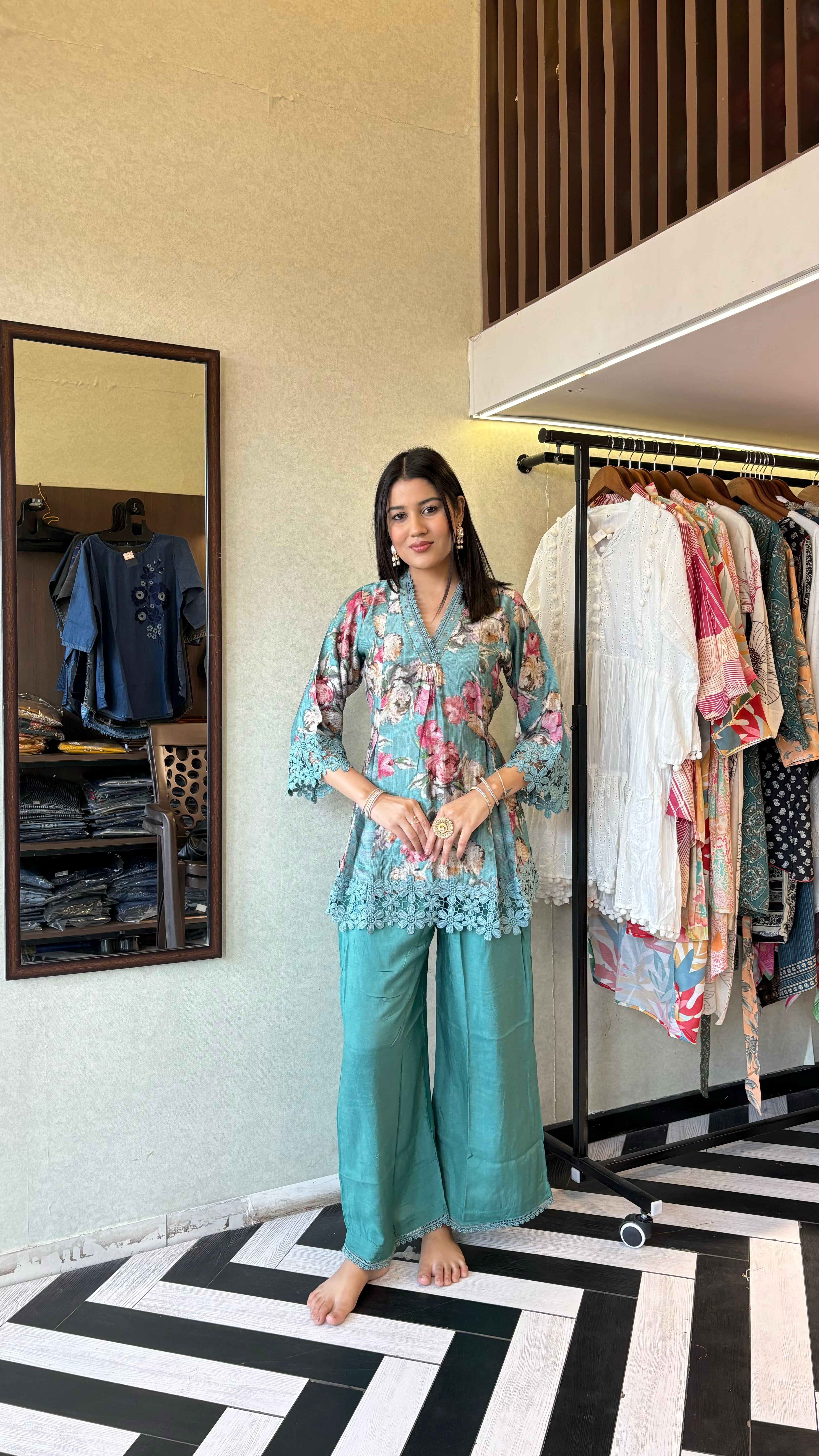 Image of Pure Rayon Piece Set with Hand work