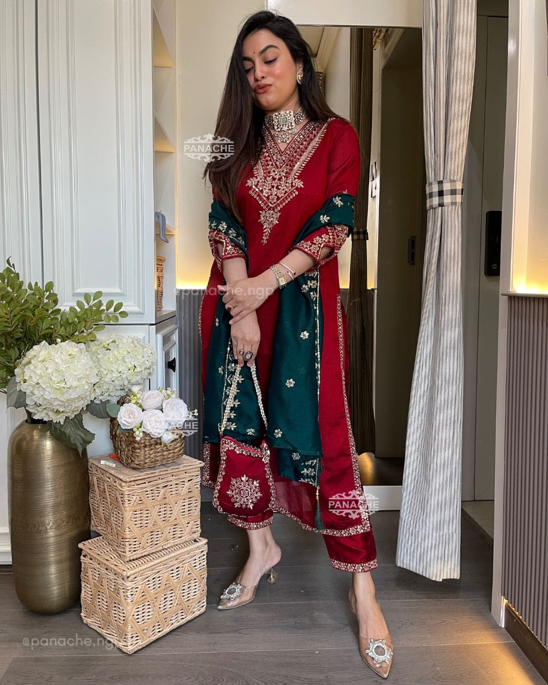 Presenting Beautiful Heavy VICHITRA BLUMING Silk Fabric designer festive wear kurti pant and duppta with Coding work with lining