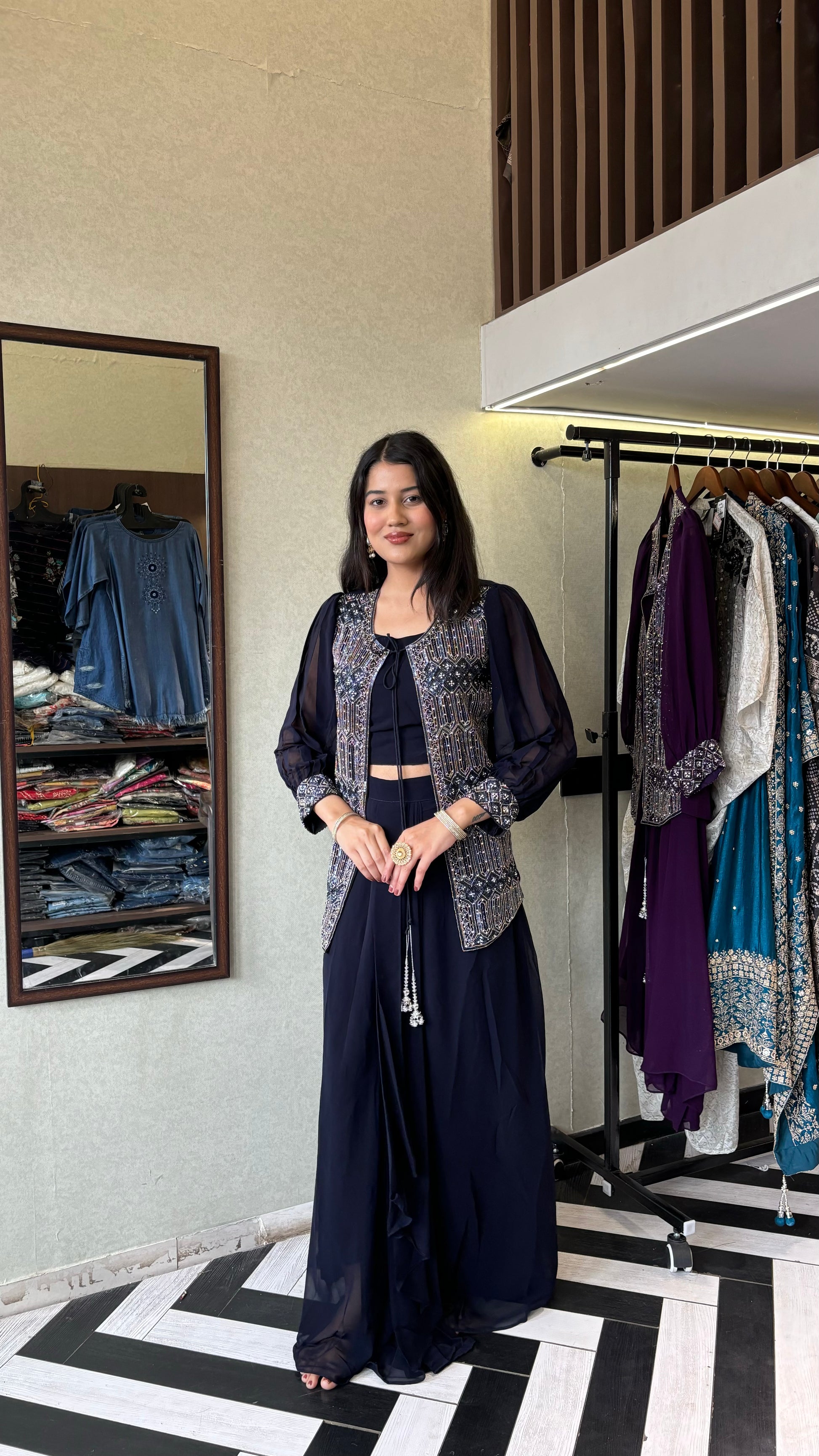 Pure Georgette Indo western 3 Piece