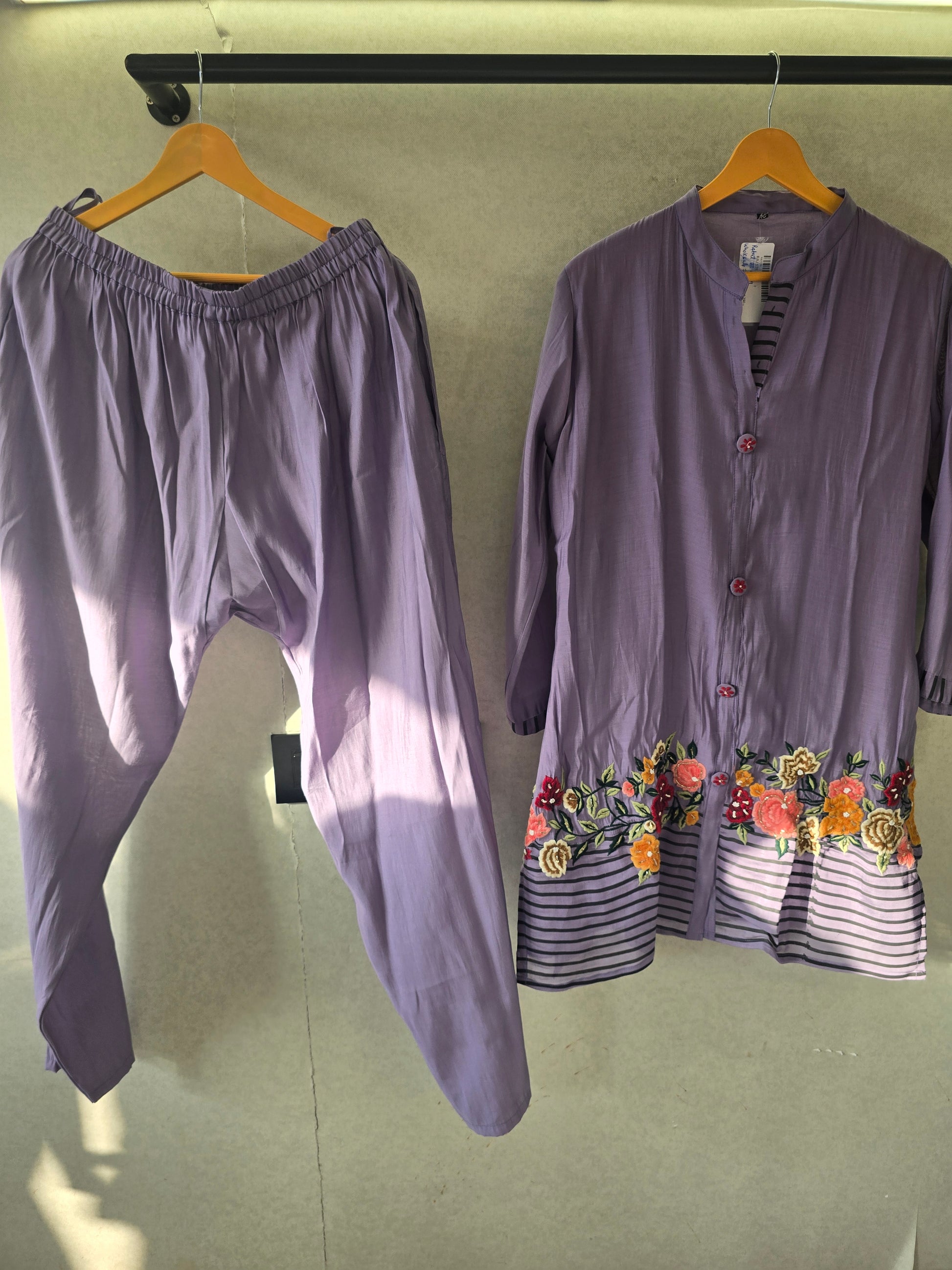 Lavender Floral Embroidered Co-Ord Set