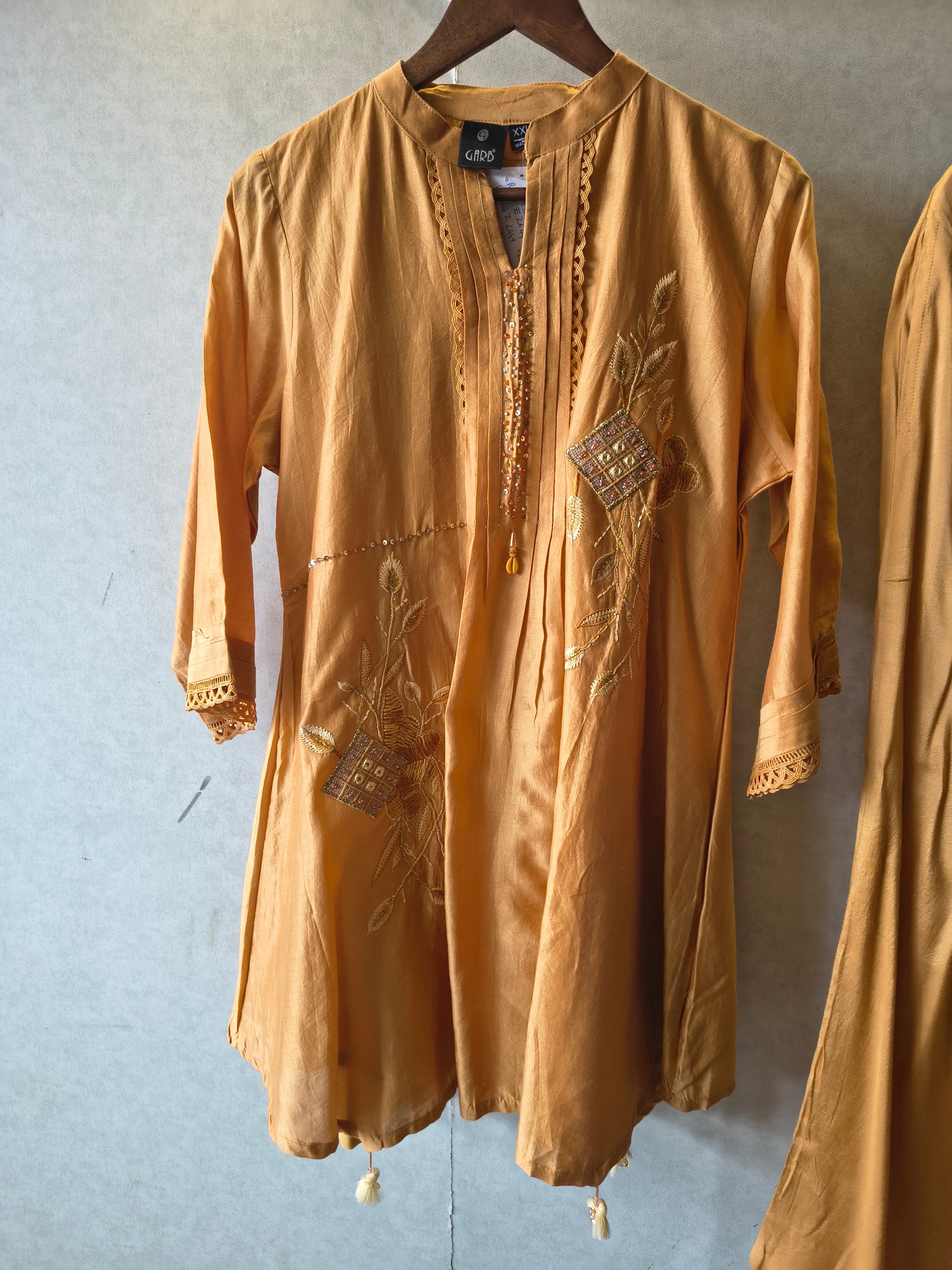 Mustard Embroidered Premium Silk Co-Ord Set