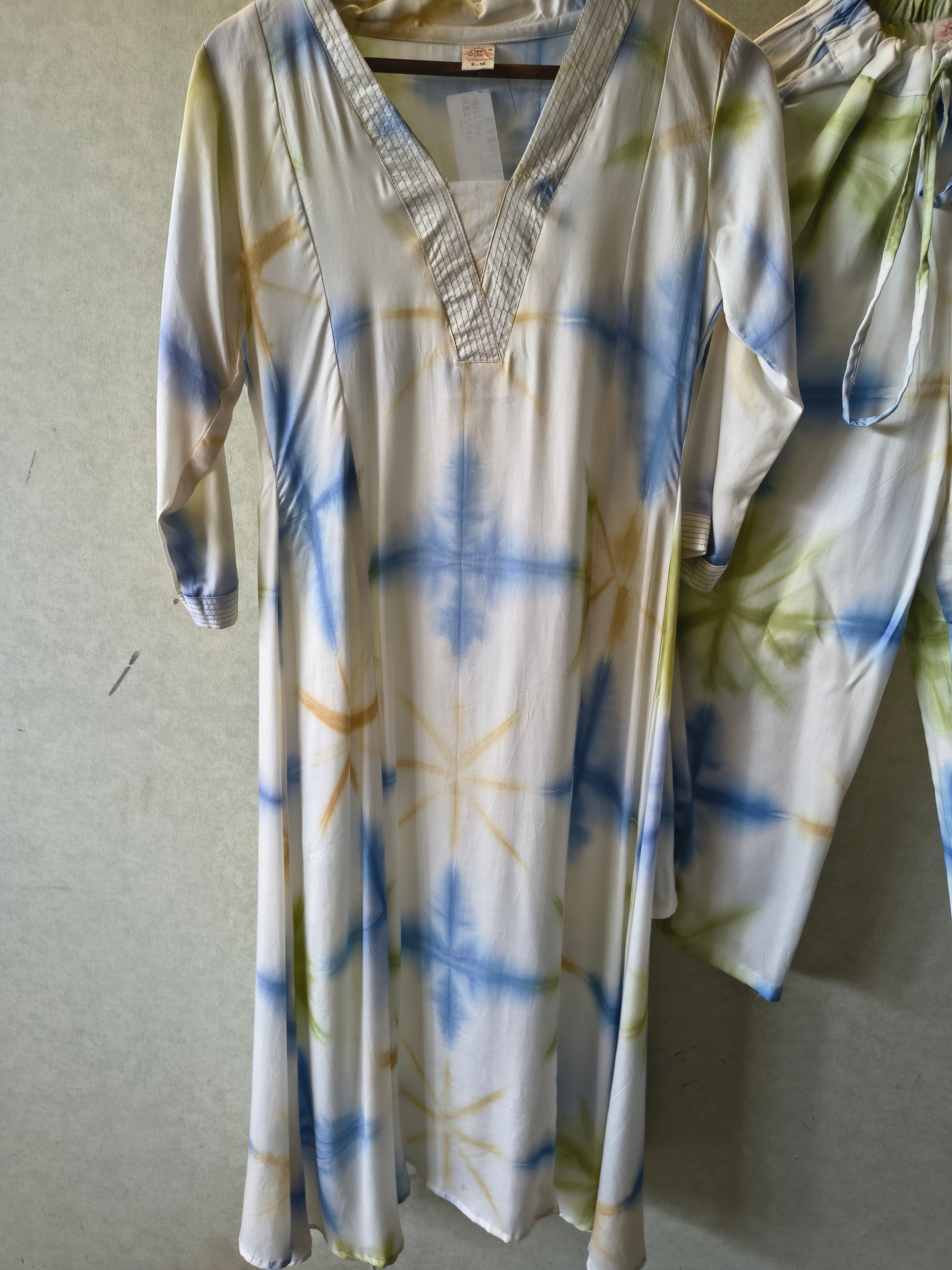 Image of Ivory Tie-Dye Print Premium Flared Co-Ord Set